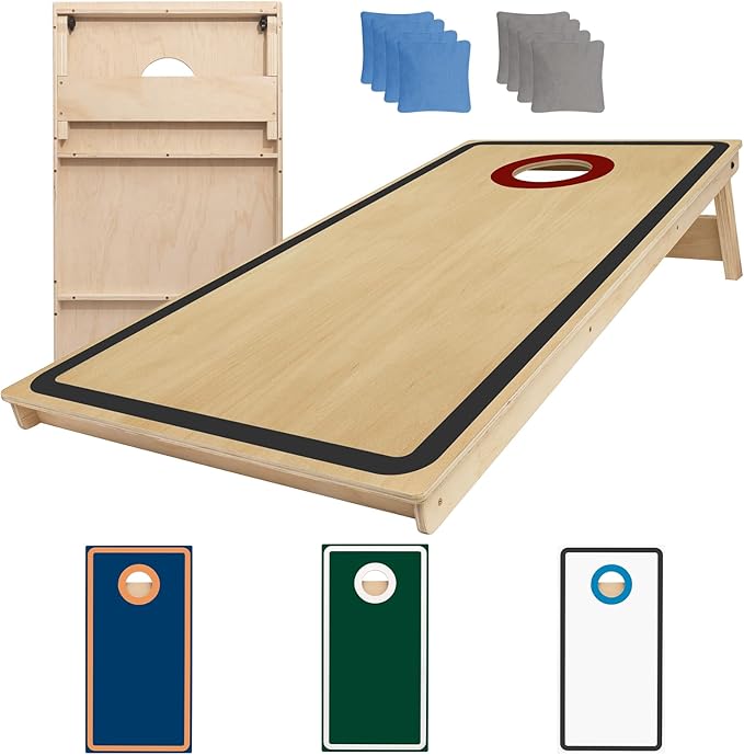 Cornhole Board Set - No Bounce,Regulation Size 4x2 ft,Made of 1/2" Pine Plywood,UV Printing Includes 8 Bean Bags and 2 Cornhole Boards,Perfect for Outdoor Games and Gatherings