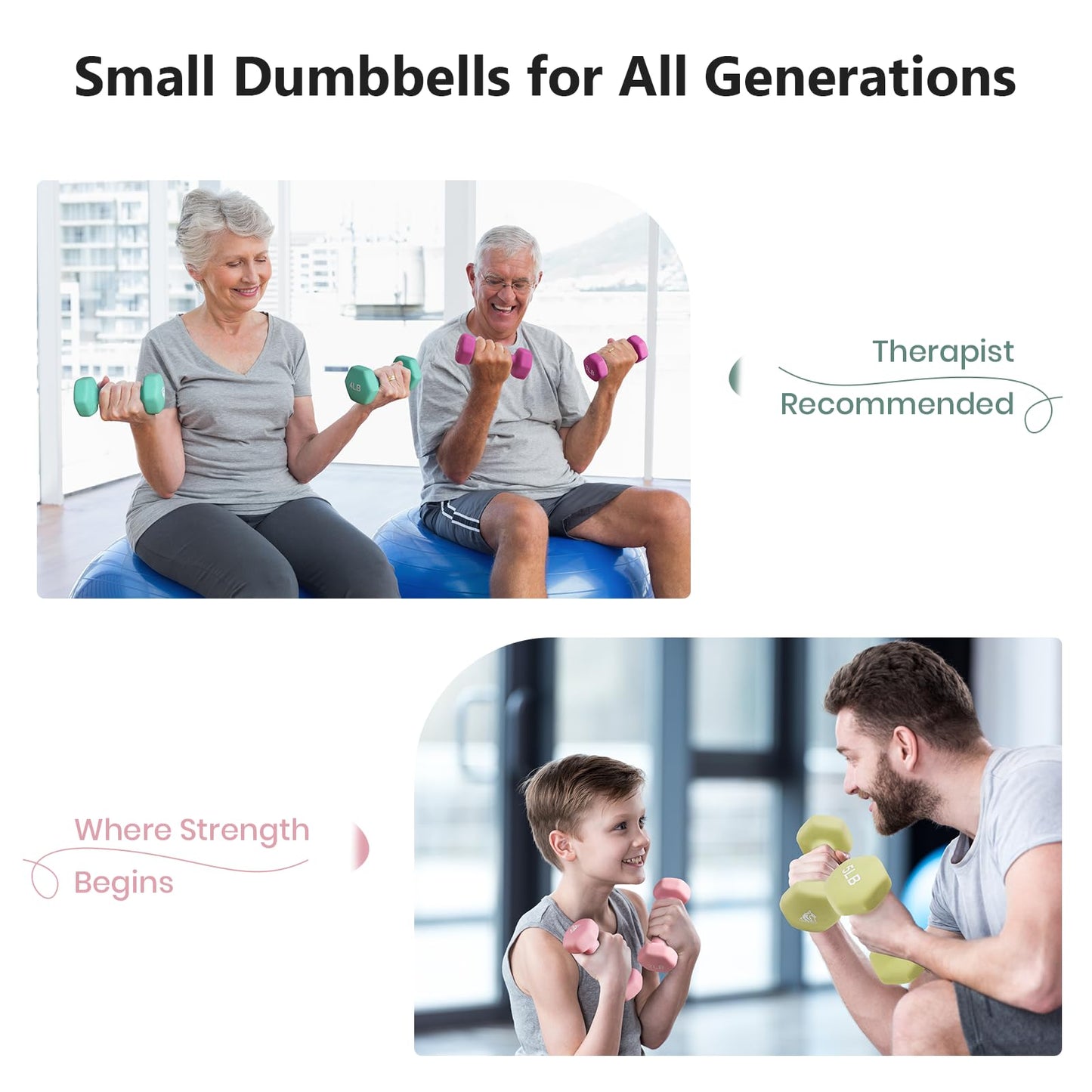 LIONSCOOL Neoprene Coated Dumbbell Weights (Lavender 1lb Pair)