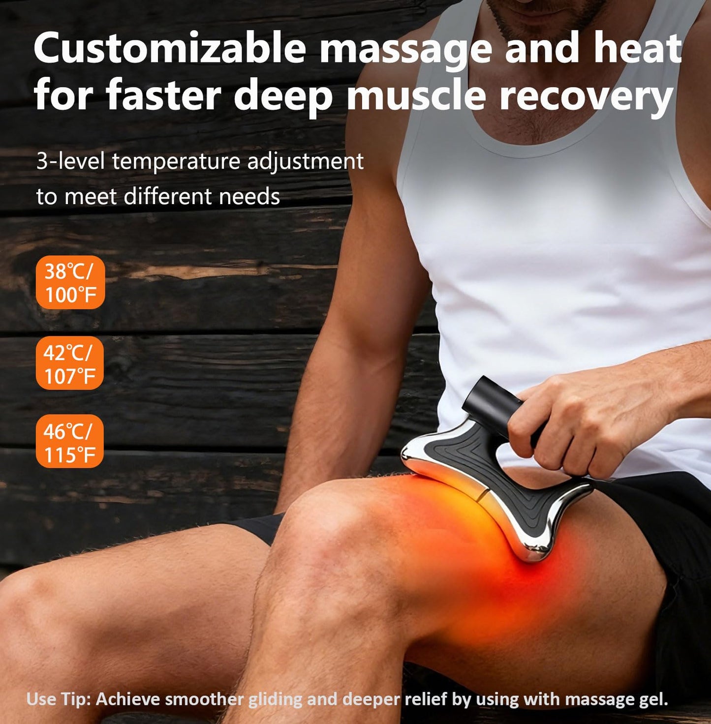 Heated Muscle Scraper Tool –Electric Fascia Knife Massager Heating and Vibration, Muscle Scraper Tool, Body Gua Sha Massage Tool,Fascia Tool Massage Tools for Deep Tissue(Black)