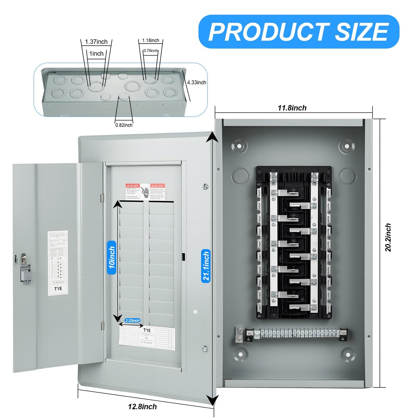 THQL Circuit Breaker Panels,20-Space, 125A Circuit Breaker Distribution Box, 120V/240V Circuit Breaker Electrical Enclosure,Indoor Main Lug Load Center