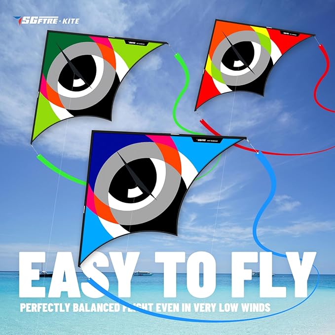 Delta Kites for Kids & Adults，Extremely Easy to Fly，Single Line Beach & Park Kite for Family Outdoor Games & Activities (Eye of The Sky)