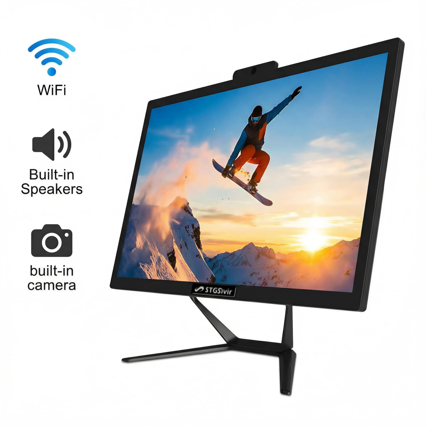 STGSivir All in One Desktop Computer, 21.5" FHD Display, Intel Core i7 up to 3.9G, 16GB RAM, 512GB SSD, WiFi 5, BT, RGB Keyboard & Mouse, Webcam, Windows 11 Home
