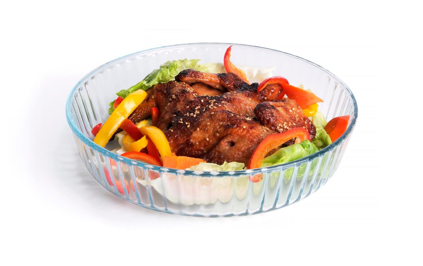 HUSANMP Clear Round Tempered Glass Baking Dish, Glass Bakeware Casserole Dish for Oven and Dishwasher Safe.