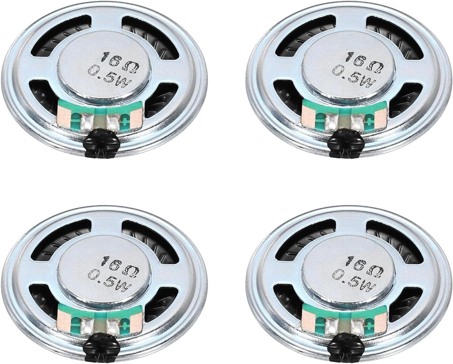 uxcell 4 0.5W 16 Pcs Ohm Small Speakers Metal Shell Round Internal Micro Magnet Speaker for Mini Speakers DVD EVD