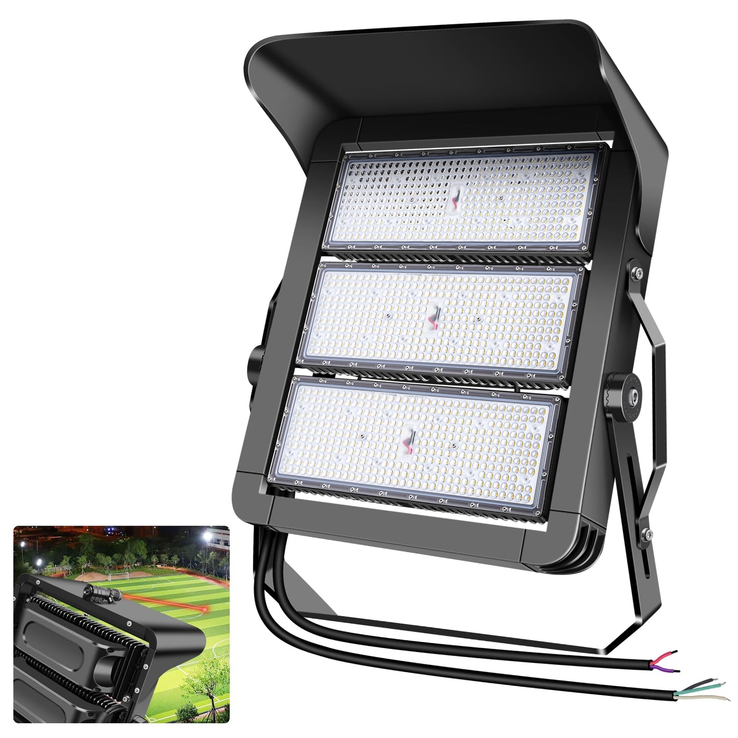 ledmo 750W Dimmable LED High Mast Stadium Light, Outdoor 90000LM Super Bright Floodlight Commercial 100-277V 5000K Daylight IP66 Adjustable Waterproof Arena Lighting for Sport Court