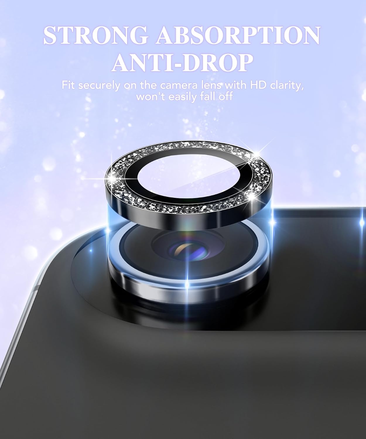 9H BERFY Camera Lens Protector for iPhone Air, Glitter Bling Aluminum Alloy Metal Ring, Tempered Glass Camera Cover