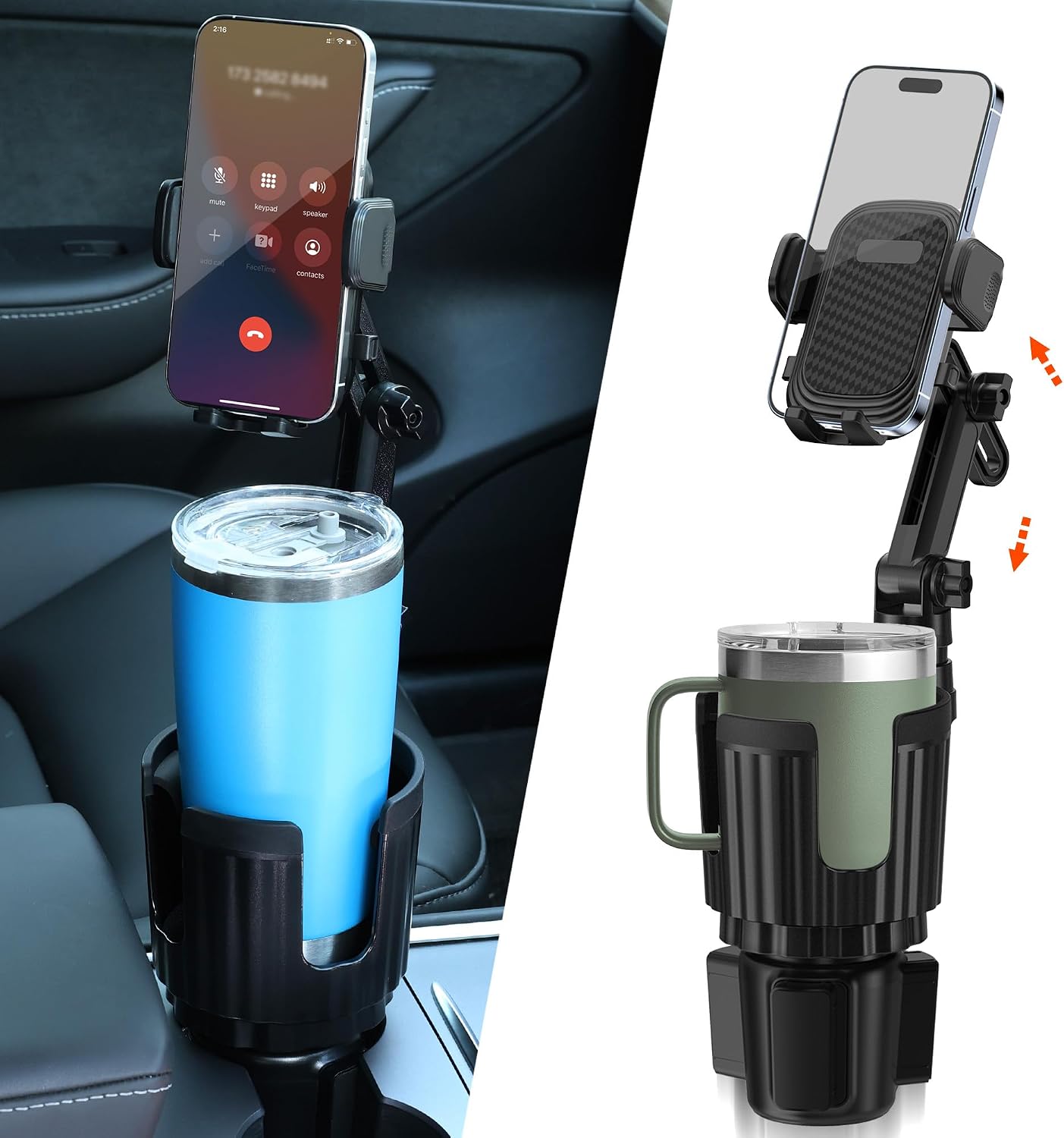 2 1 360 4-7 Newlest in Phone Mount for Car Cup Holder with Adjustable Base, Holders for Car Cupholder, No Shaking