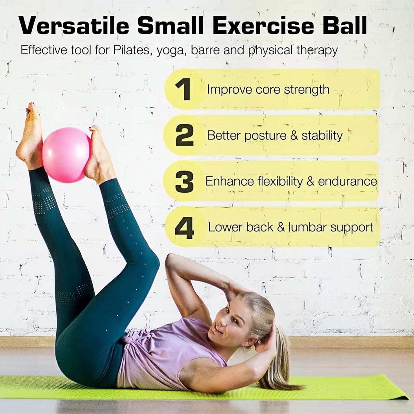MBKHFLL Small Pilates Ball 9 Inch Small Exercise Ball Mini Workout Yoga Balls for Gym Yoga, Core Training, Fitness, Workout, Stability, Improves Balance (Purple-1 Pcs)