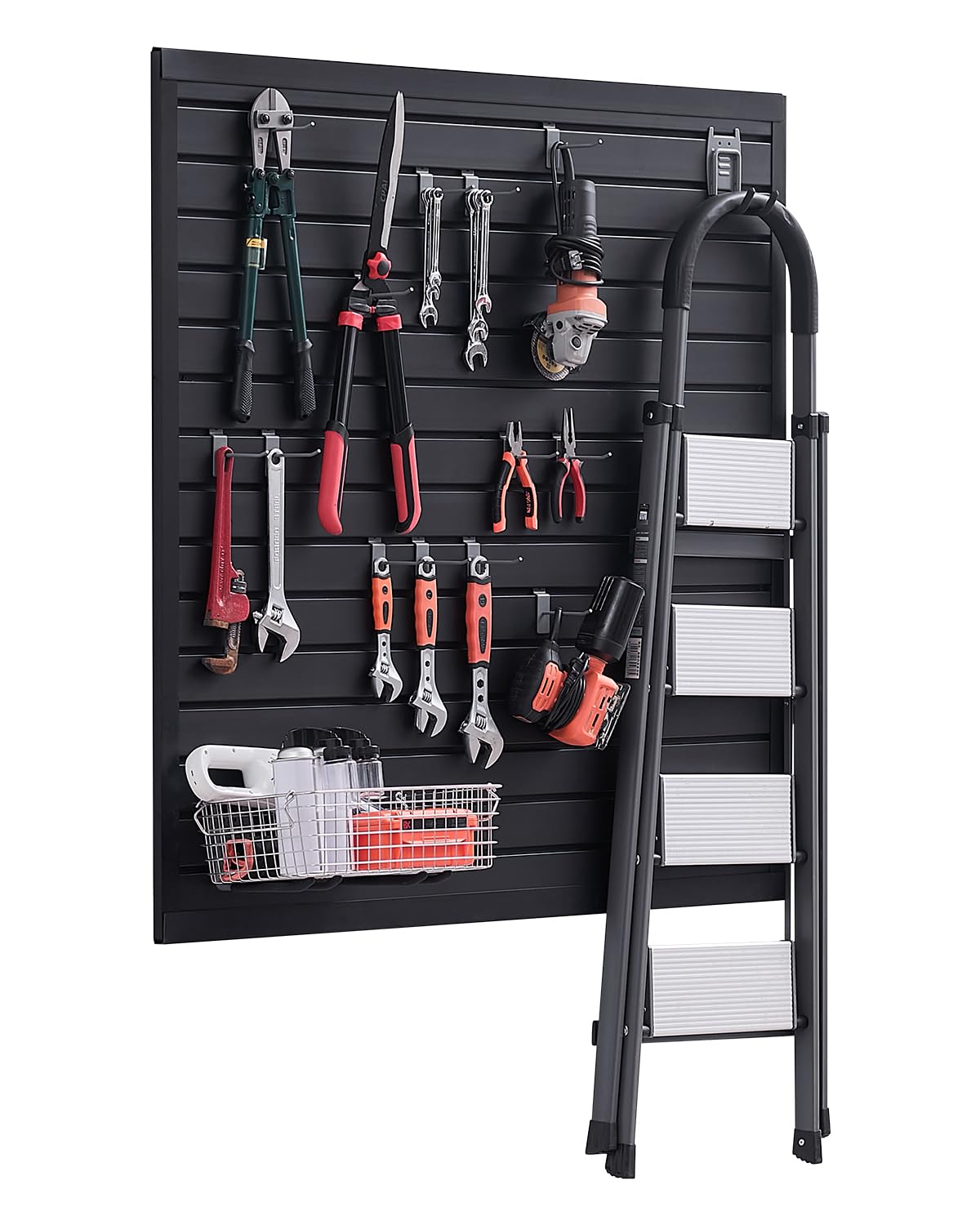 VEVOR Slat Wall Paneling, 4 x 4 ft, PVC Garage Slatwall with Modular Design, Black Slat Wall Easy-to-Install Adjustable Slatwall Panel with Coupling Structure & DIY Cutting, Fits for Storage & Display