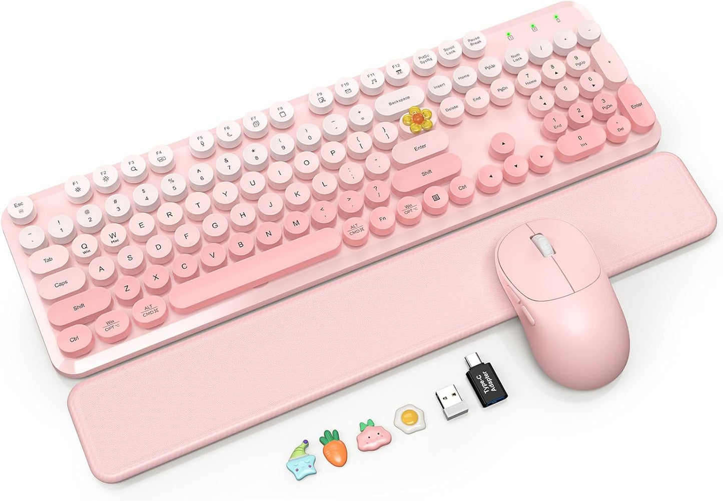 SABLUTE 2-Stage 2.4GHz Wireless Keyboard and Mouse Combo, Magnetic Soft-Touch Wrist Rest, Round Keycaps, Full-Size