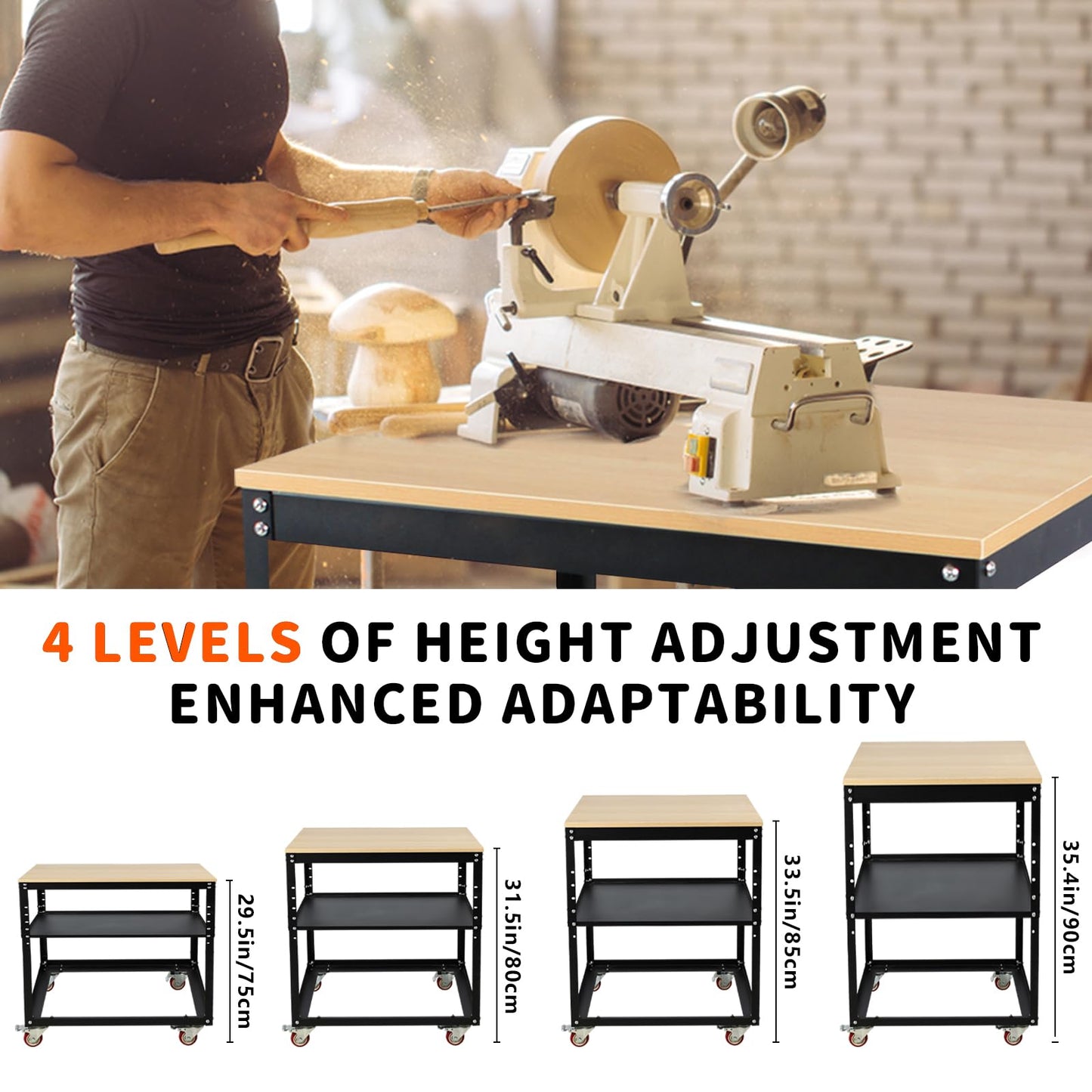 Planer Stand with Wheels, 550 lbs Load Capacity Power Tool Stand, Planer Table Stand with Extension Rollers, Height Adjustable Miter Saw Stand, for Most Planers, Saws, Bench-top Machines, Power Tools