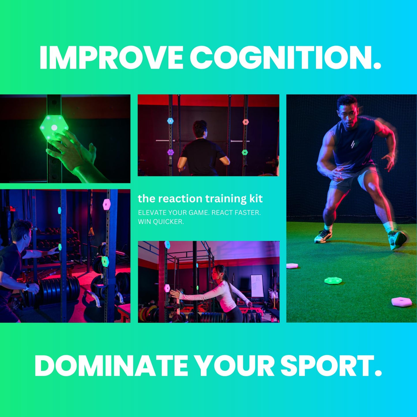 Sports Reaction Agility Lights Training Kit Improves Reaction Time & Agility for Athletes, Physical Therapists & Fitness Trainers. Great for Soccer, Tennis, Football, and Basketball. Free App.