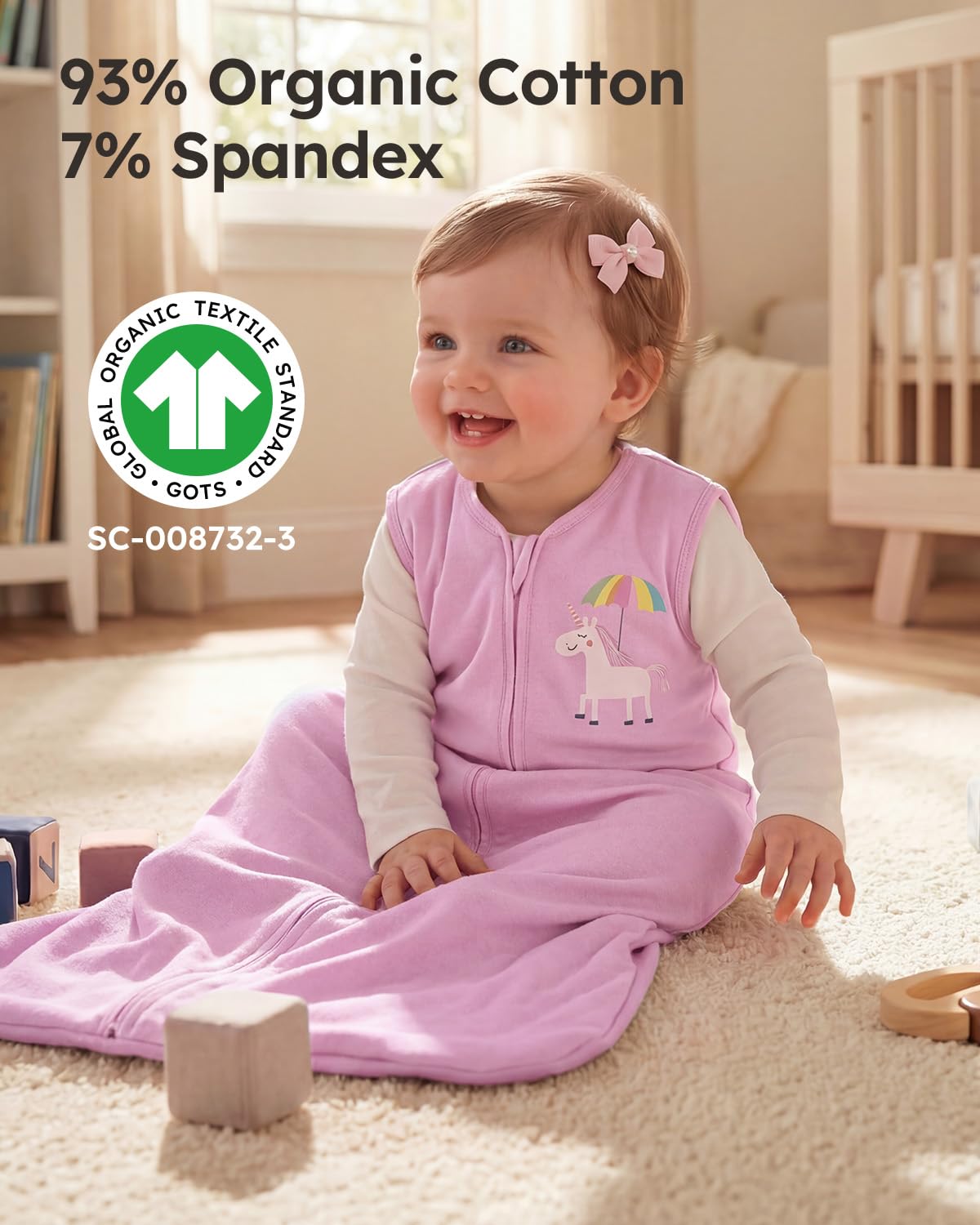 Yoofoss Baby Sleep Sack | 100% Organic Cotton Wearable Blanket for 6-12 Months | 2-Way Zipper, 3 Pack