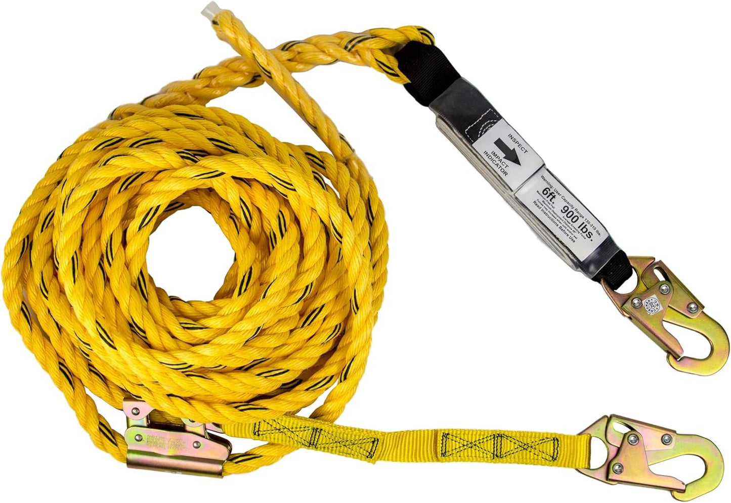 Guardian 00815 Rooftop Safety Kit - 50 ft Vertical Lifeline Assembly | Reusable Temper Anchor | Full Body Harness | Yellow Storage Bucket