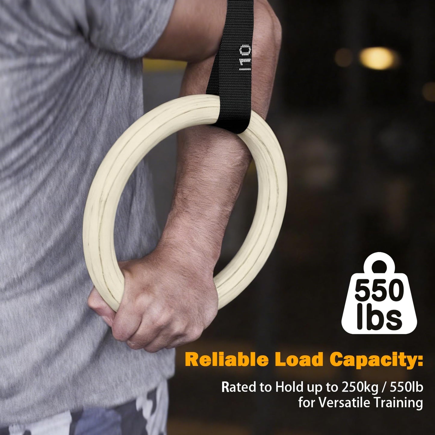 Cesilili 32mm Wooden Gymnastic Rings with Quick-Adjust Numbered Straps for Enhanced Workout Control, Designed for Strength Training, Home Gym, Calisthenics & Travel Fitness