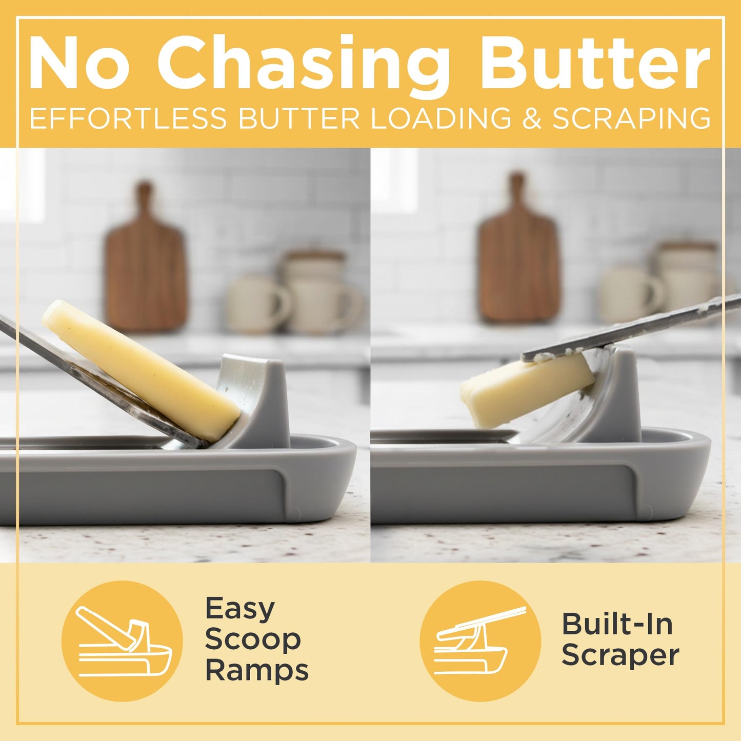 Butter Hub Butter Dish with Lid and Knife for Countertop - Covered Plastic Dish Keeper with Magnetic Knife Holder, Easy Scoop, No Mess Lid Container, Dishwasher Safe, BPA-Free - Clear, 1 Stick