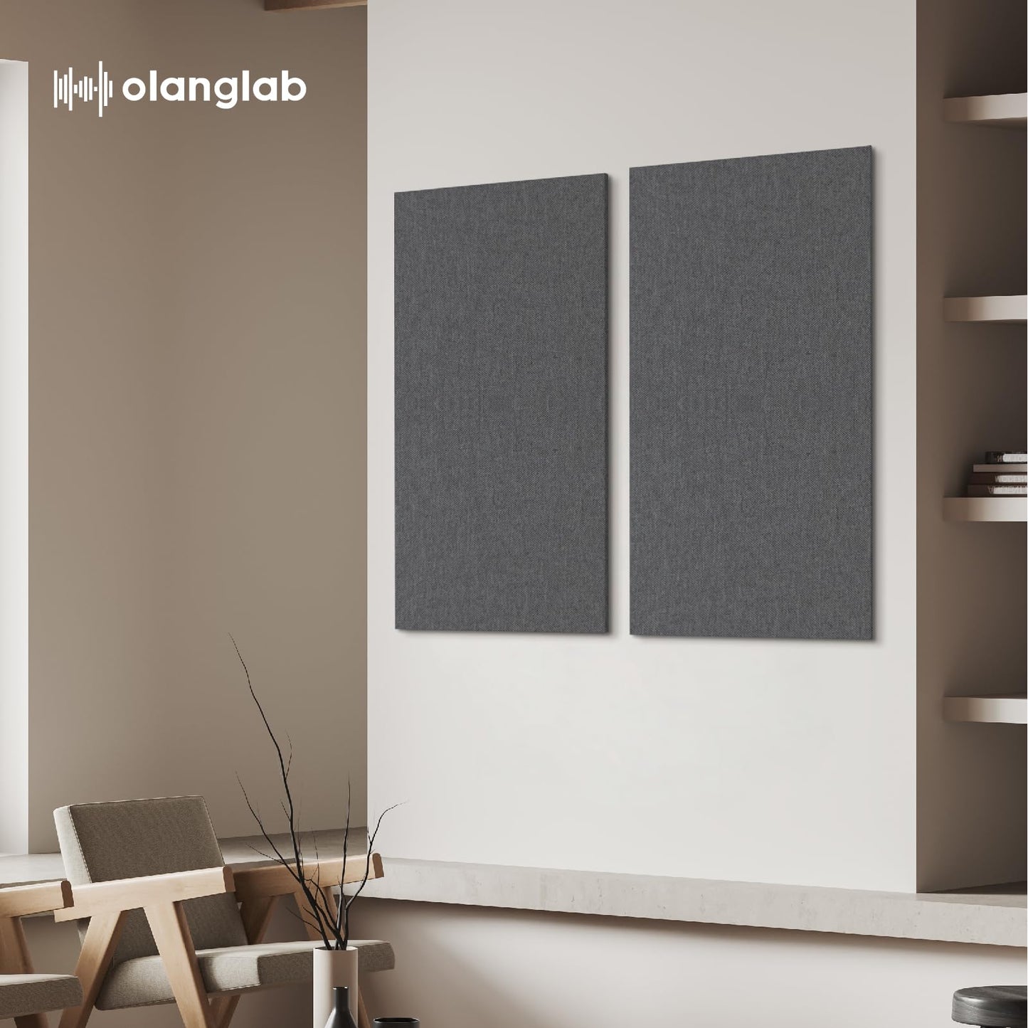 Olanglab Acoustic Panels 2 Pack, 48''x24'' Large Sound Panels, Fabric Wrapped Sound Proof Foam Panels for Walls, Sound Absorbing Panels for Recording Studio Acoustical Treatments (Dark Gray)