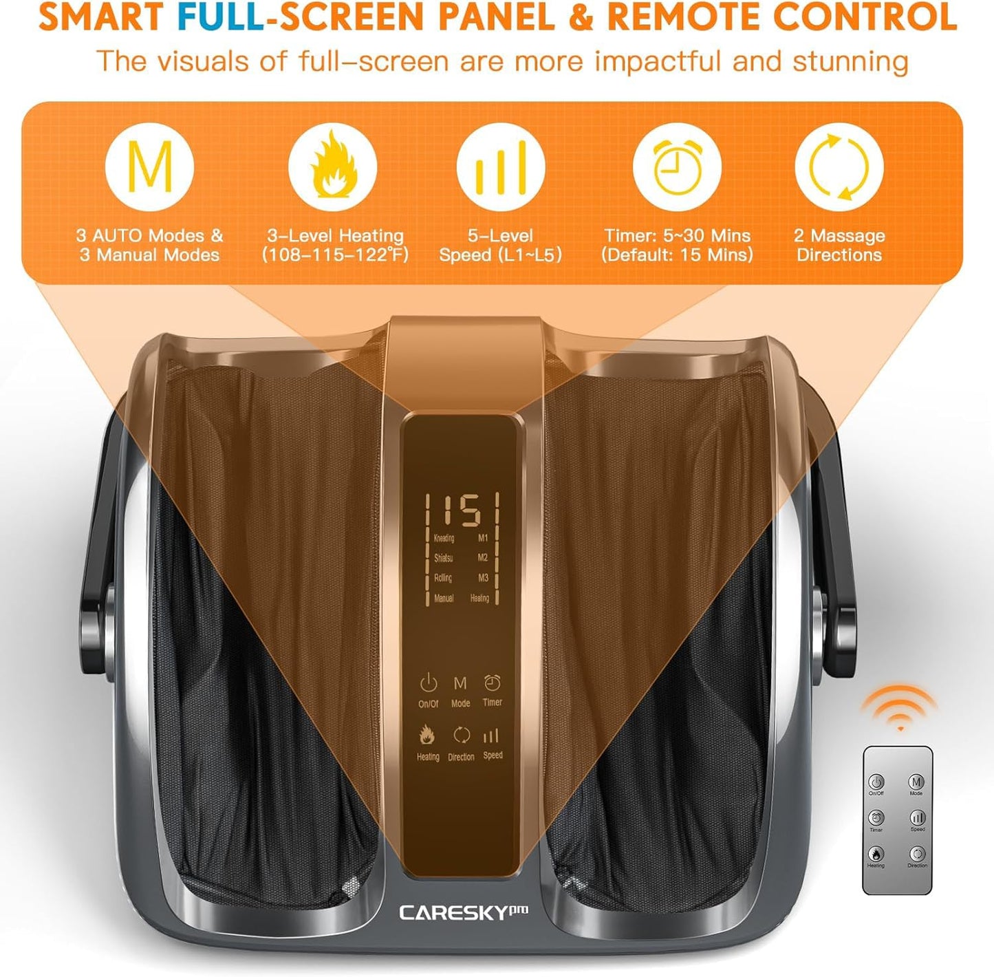 CARESKYpro Shiatsu Foot Massager with Heat, FSA Eligible HSA Foot and Calf Massager for Plantar Fasciitis, Neuropathy, Circulation and Pain Relief, for Home/Office, Gift for Men and Women