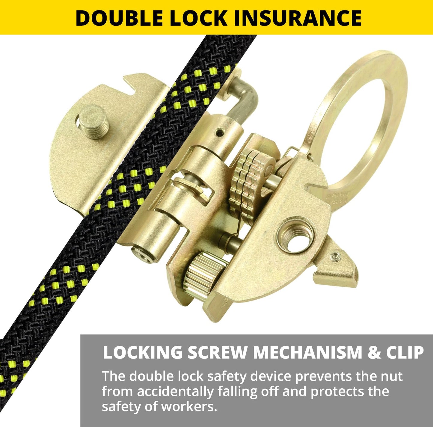 TRSMIMA Rope Grab Fall Protection - Auto Trail Double Locking Rope Grabs Used with 5/8”Rope Anti-Panic Feature for Construction Climbing Roofing Equipment 310 lb. Capacity