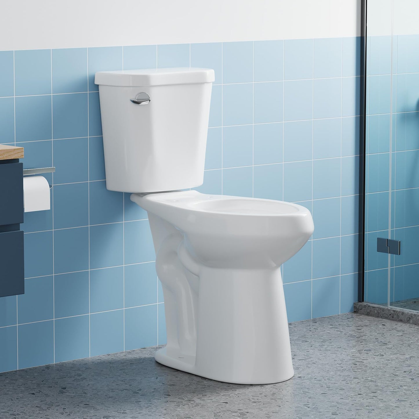 ADA Height 21" Elongated Toilet Bowl Only – Single Side Handle, Upgraded Power Flush, Includes Internal Tank Parts, No Seat Included