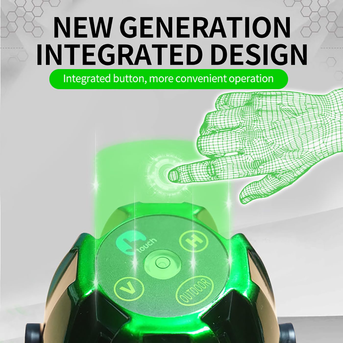 (Outdoor Super Bright) 5 lines laser level 360 self leveling Precision Cross Line level tool Green beam with 360° Rotating base Digital Li-ion Battery 5 Strong light spots 1 Plumb point