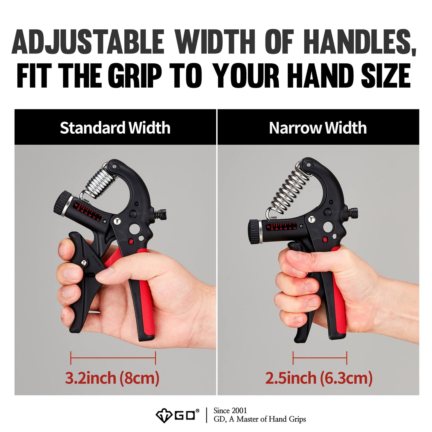 GD GRIP2 Hand Grip Strengthener Adjustable gripper (22~77lbs) Forearm Exerciser Wrist Strengthener Grip Strength Trainer Wrist Strengtheners Grip Trainer RED