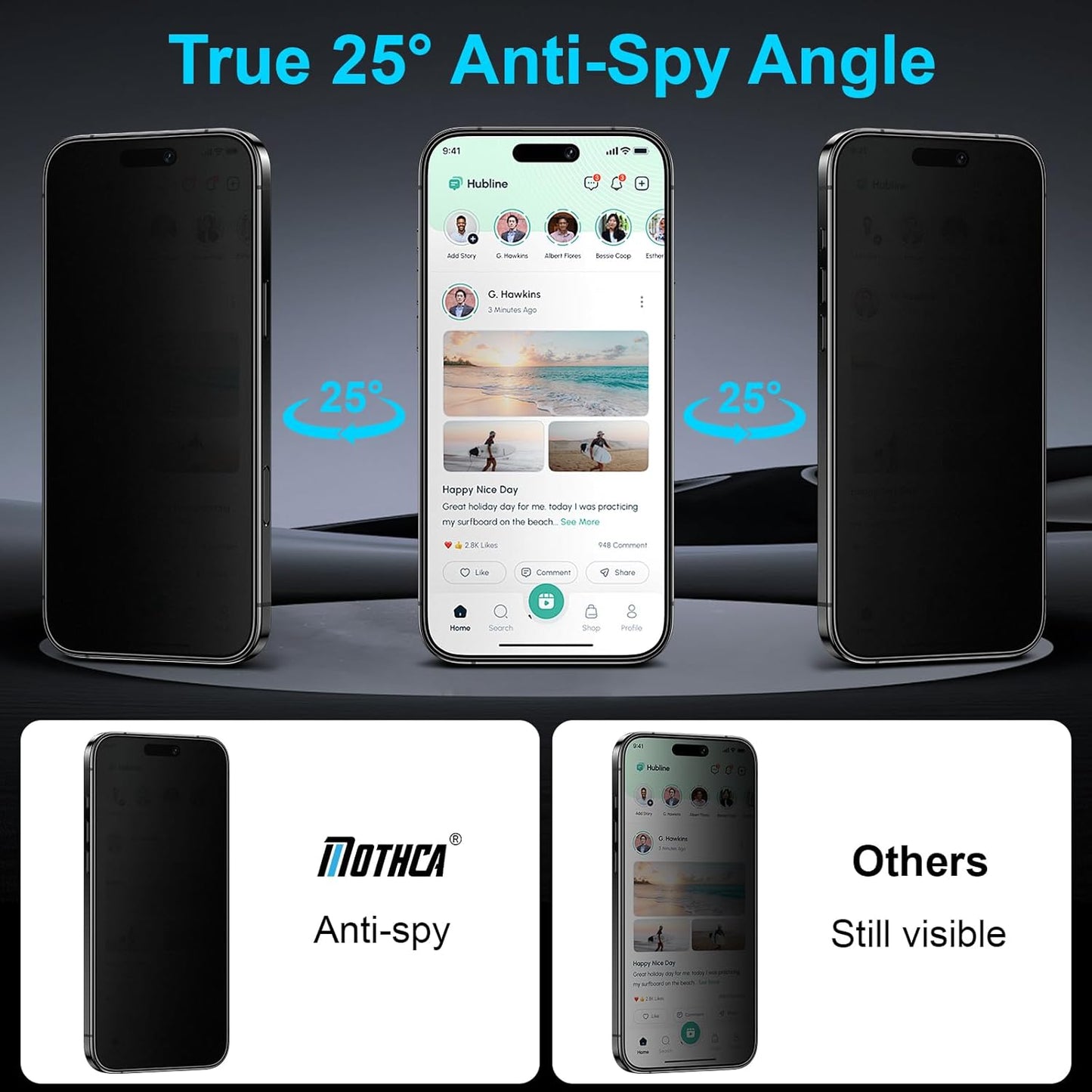 2 Pack 15 6.7-inch Mothca Matte Privacy Screen Protector for iPhone Pro Max [Auto Fit Box Dust-Free] Anti Spy