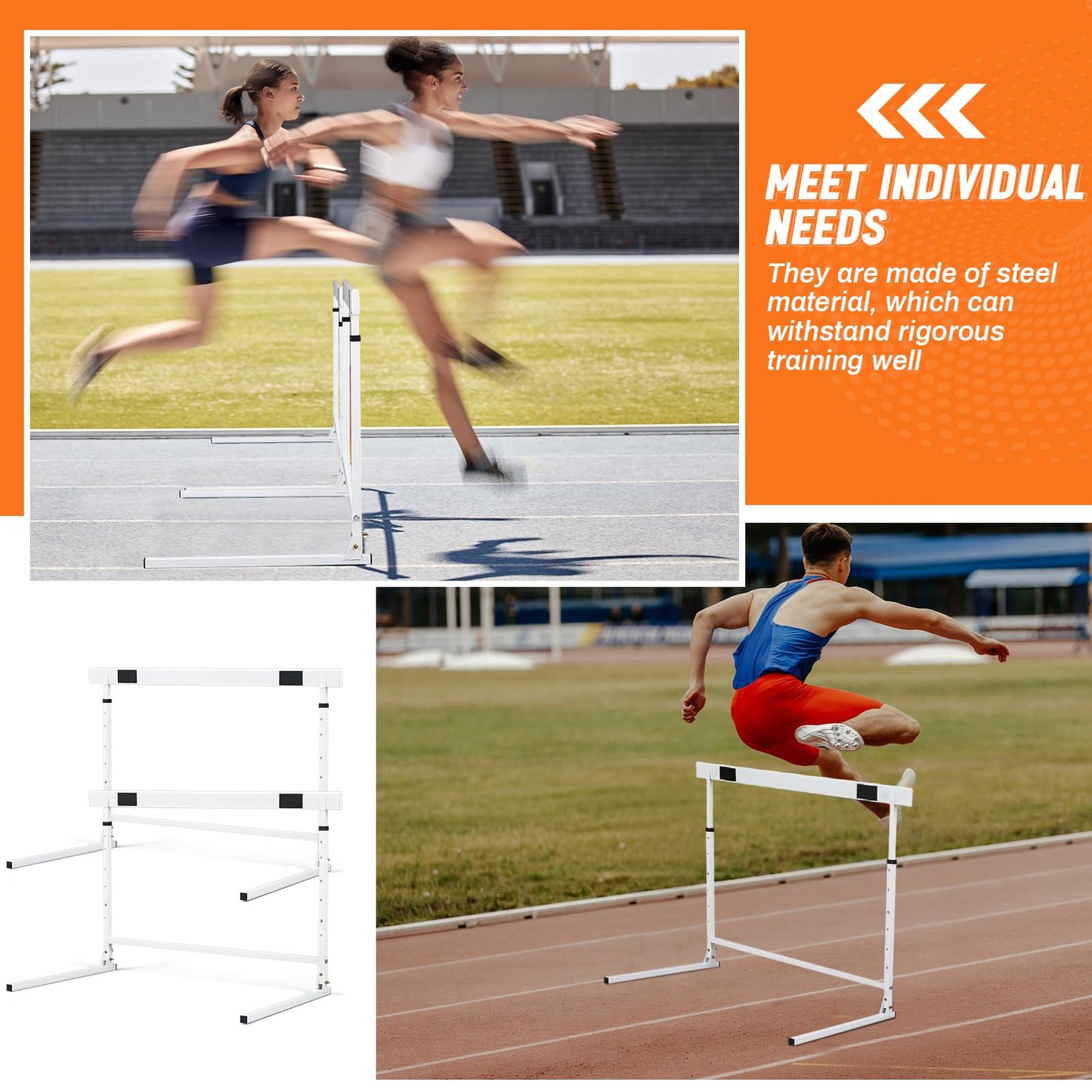 Seenelling 2 Pcs Adjustable Height Hurdles from 27 to 42 Inch Foldable Track and Field Equipment Jumping Speed and Agility Training Hurdle for Track Soccer Athletic Basketball Courses Drills