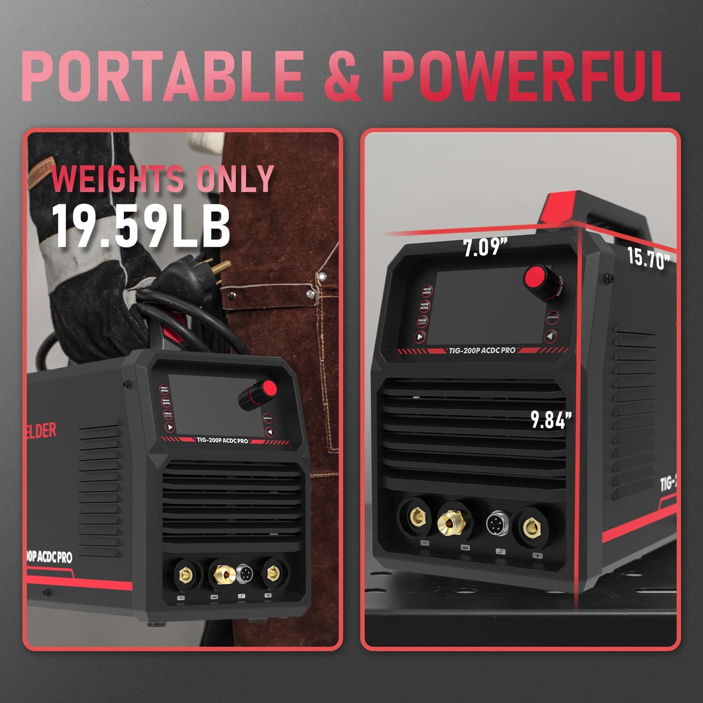 YESWELDER 200A AC/DC Aluminum Tig Welder with Pulse Large LED Display, Digital Inverter STICK/TIG 110/220V Dual Voltage TIG Welding Machine TIG-200P ACDC
