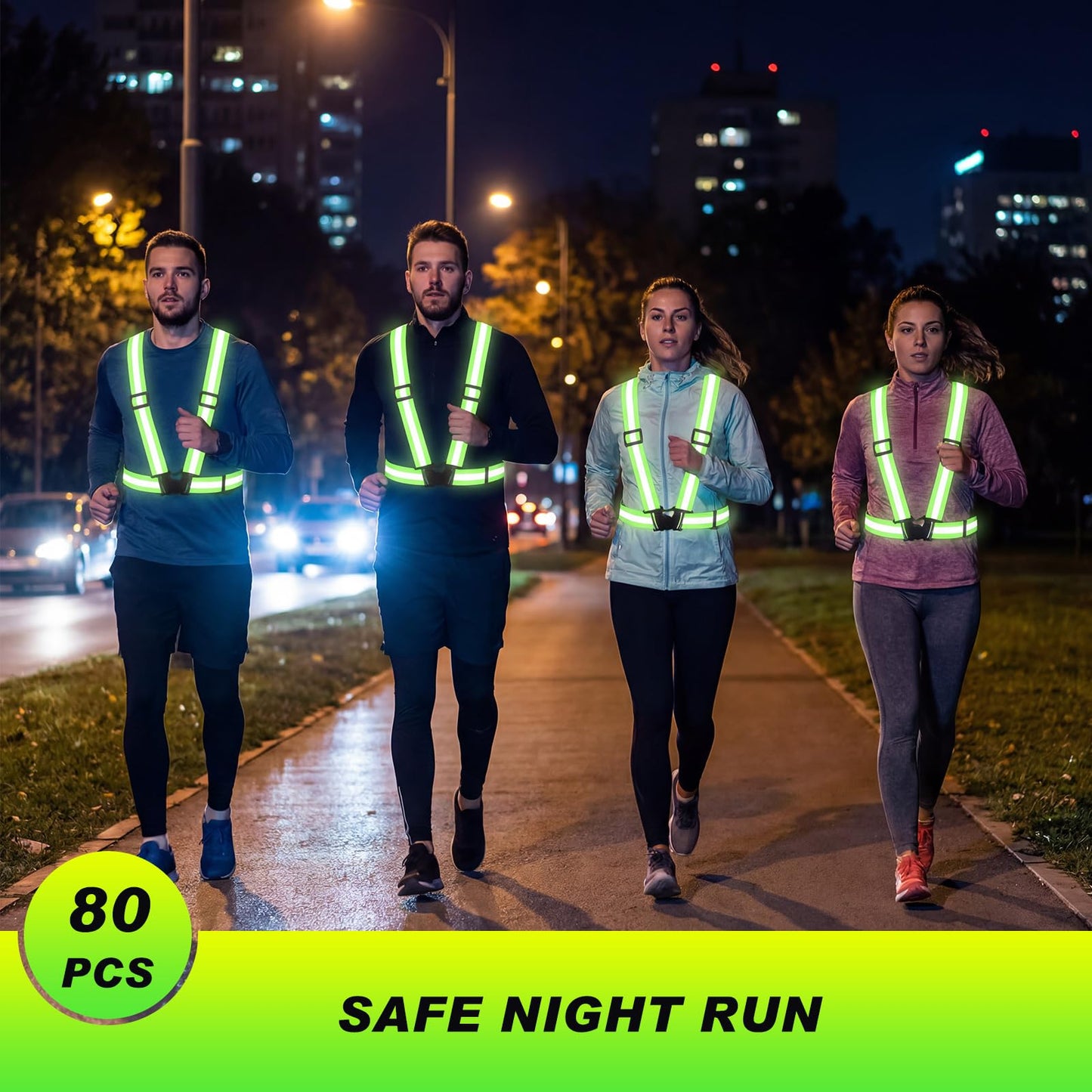 Hercicy 80 Pcs Green Reflective Vest High Visibility Safety Vest Bulk Pack Adjustable Straps for Construction Company Warehouse Traffic Control Job Site Supply (Green)
