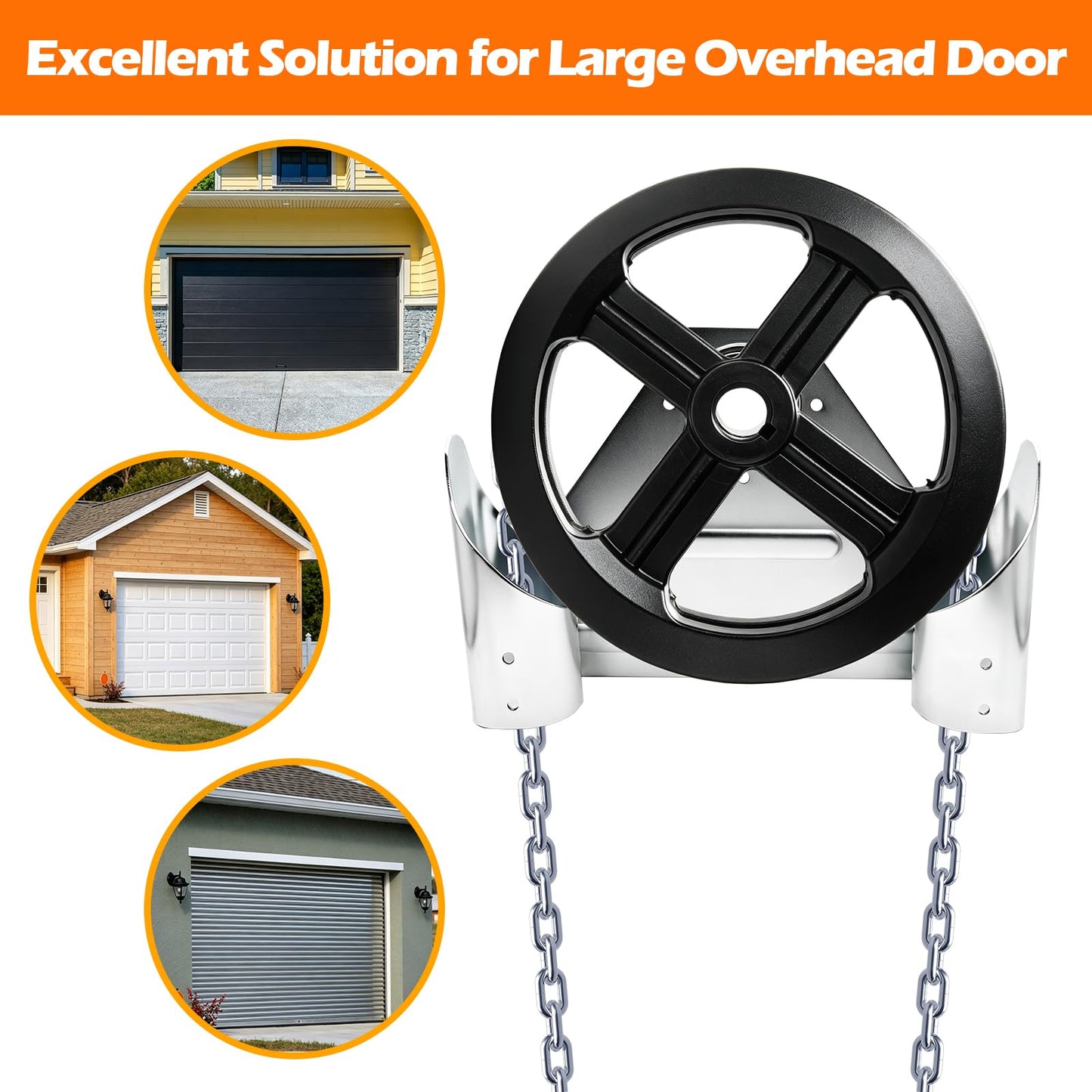 ‎NULTRUMA Garage Door Chain Hoist, 1:1 Reduced Drive Heavy Duty Wall Mounted Jackshaft Hoist Opener with 26ft Long Chain, for Roll Up Doors, Roller Shutters, Warehouses & Direct Drive Garage Doors