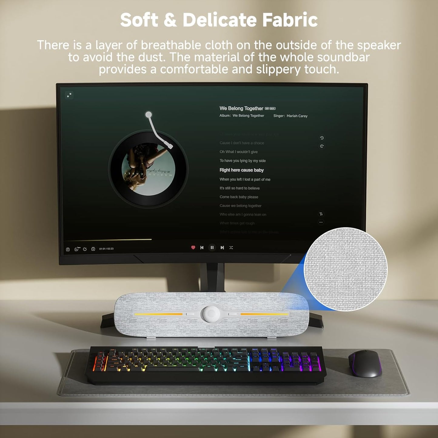 SOULION 3.5mm Computer Speakers for Desktop, USB Powered Bluetooth PC Speaker with Led Light, Aux Soundbar with Rotary