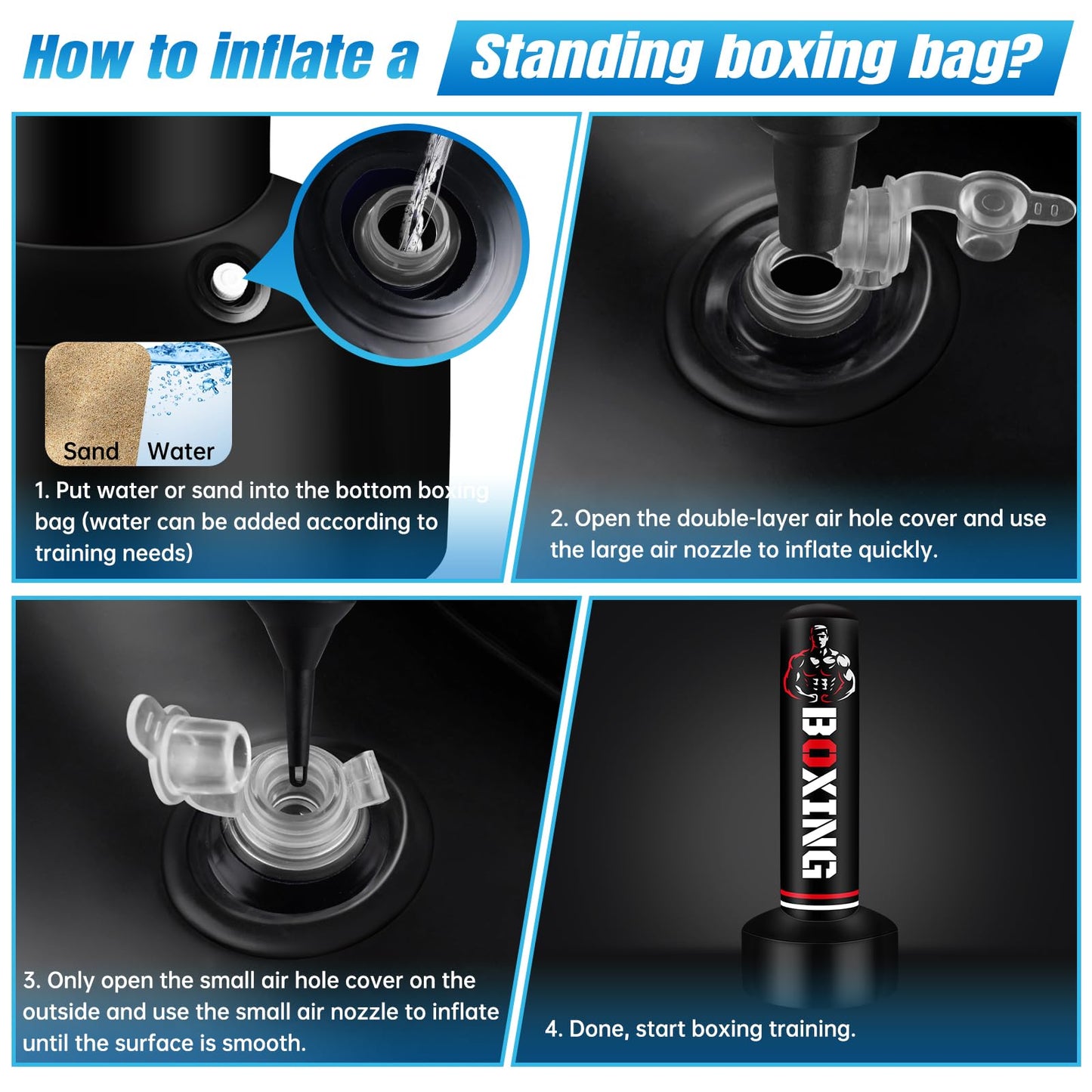 Upgraded Freestanding Punching Bag for Adults Teens, 70" Standing Punching Bag Heavy Boxing Bag Set with 12 OZ Gloves, Air Pump, Kicking Bags for MMA Karate Kickboxing Boxing Home Gym Training