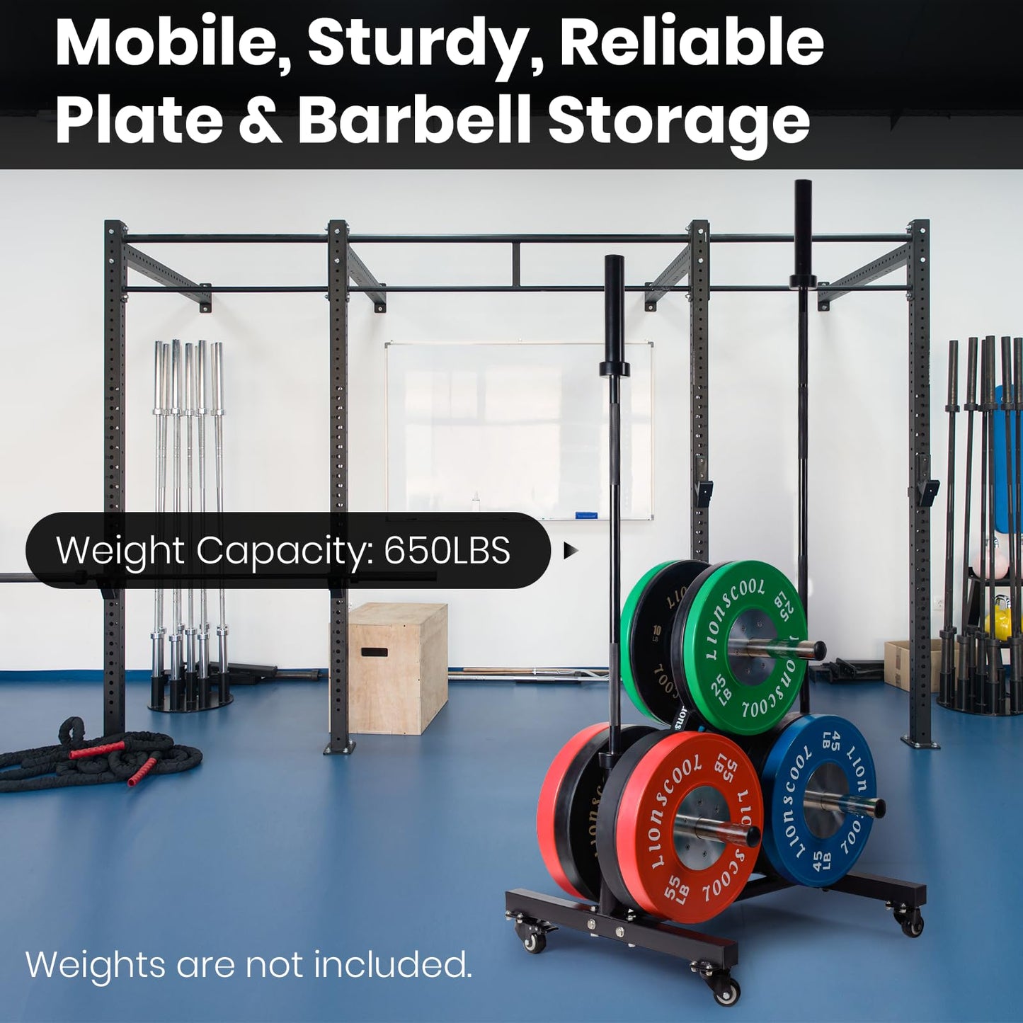 LIONSCOOL 2-Inch Weight Plate Tree (With Wheels, 650 LBS)