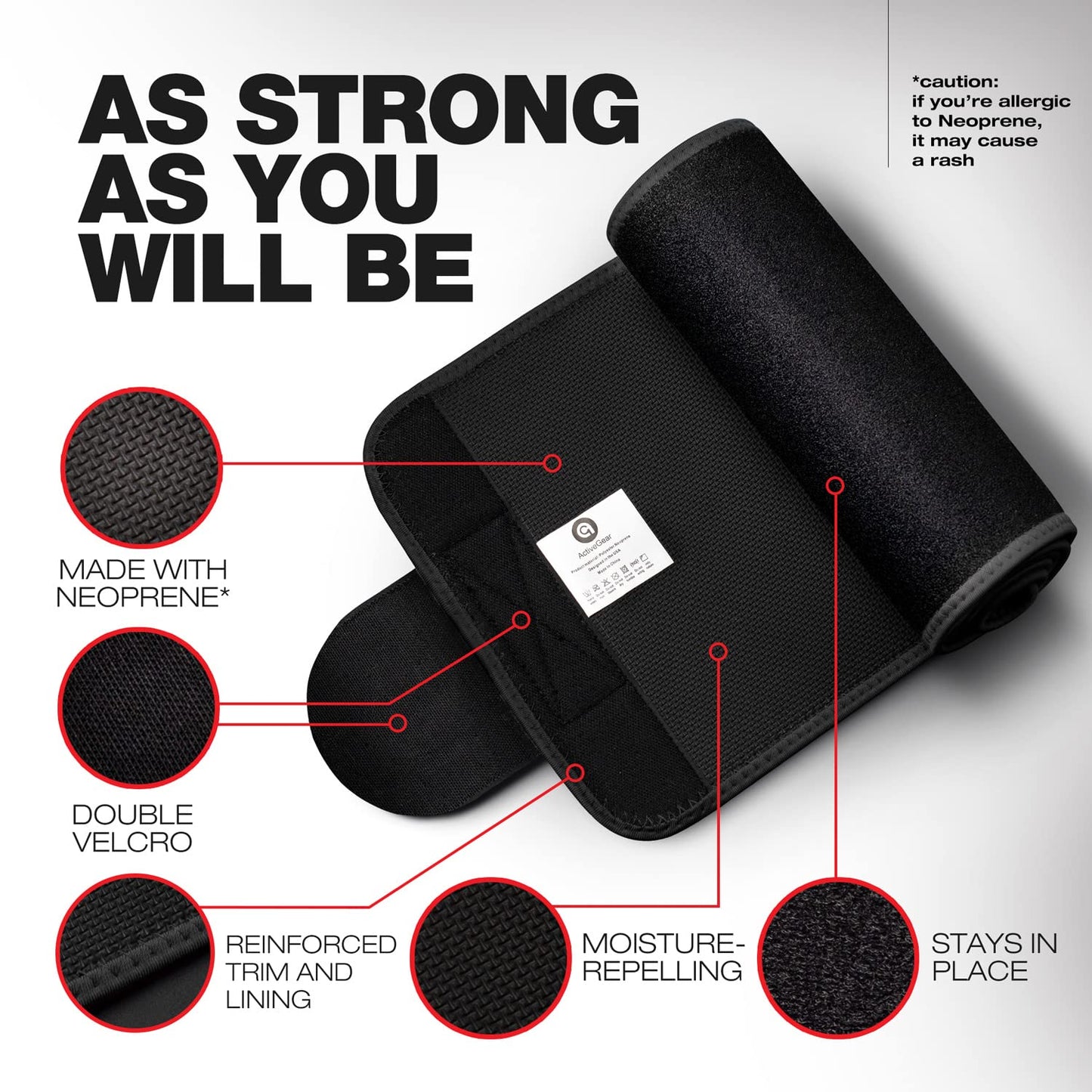 ActiveGear Waist Trimmer Belt for Stomach and Back Lumbar Support, Large: 9" x 46" - Red
