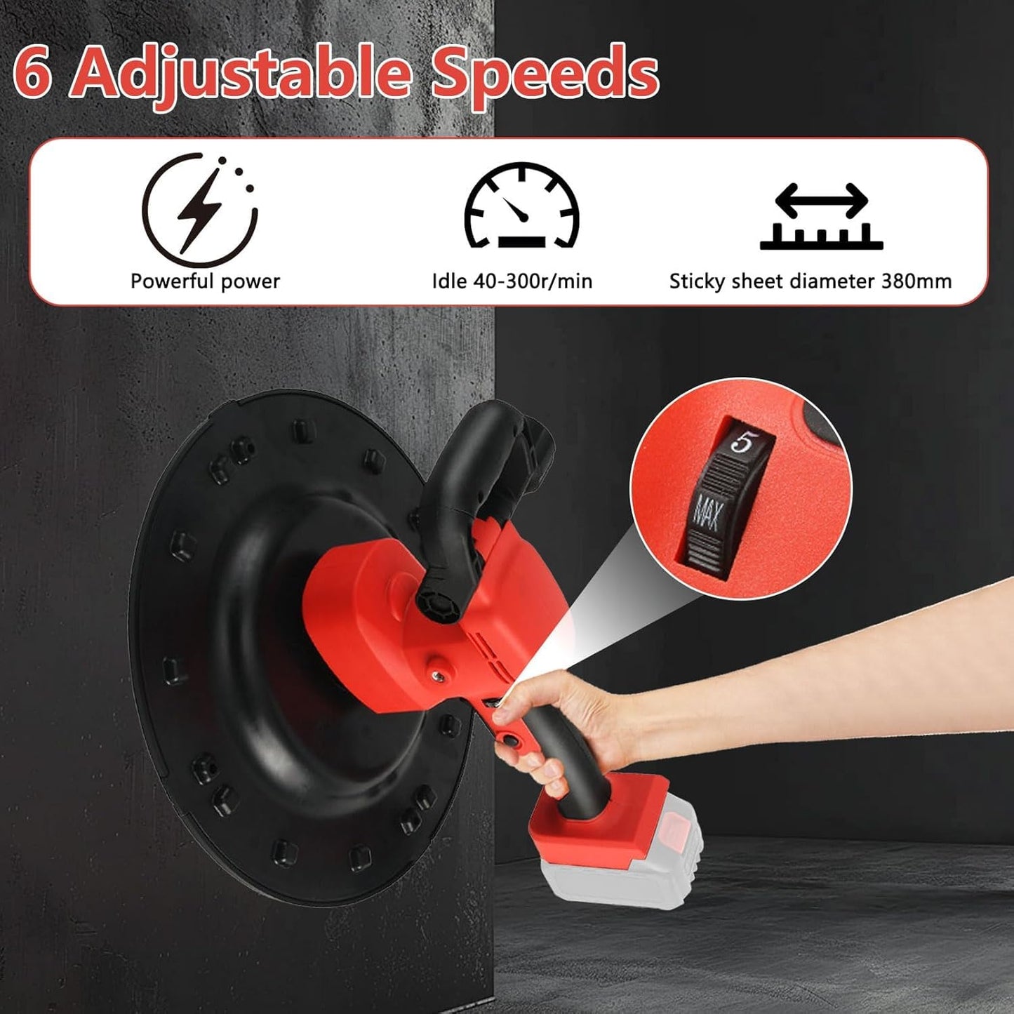 Electric Concrete Trowel, 1680W Cordless Wall Smoothing Polisher with 6 Variable Speed, for Concrete/Cement/Mortar, Includes 2 Lithium Battery, Wall Polishing Machine & Plastering (2 Battery+4 pads)