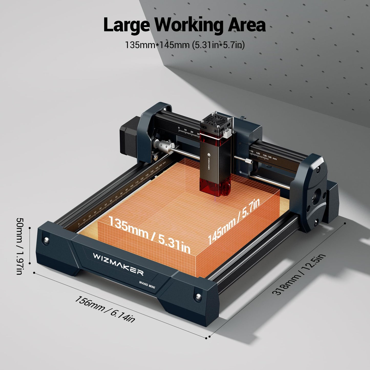 Wizmaker Entry-Level Laser Engraver, 3500mW Laser Engraver,0.04mm Spot Size,12000 Mm/Min Processing Speed, Supports Wi-Fi/Hotspot/USB Connections, Ideal for Home, Studio, Market, and Desktop