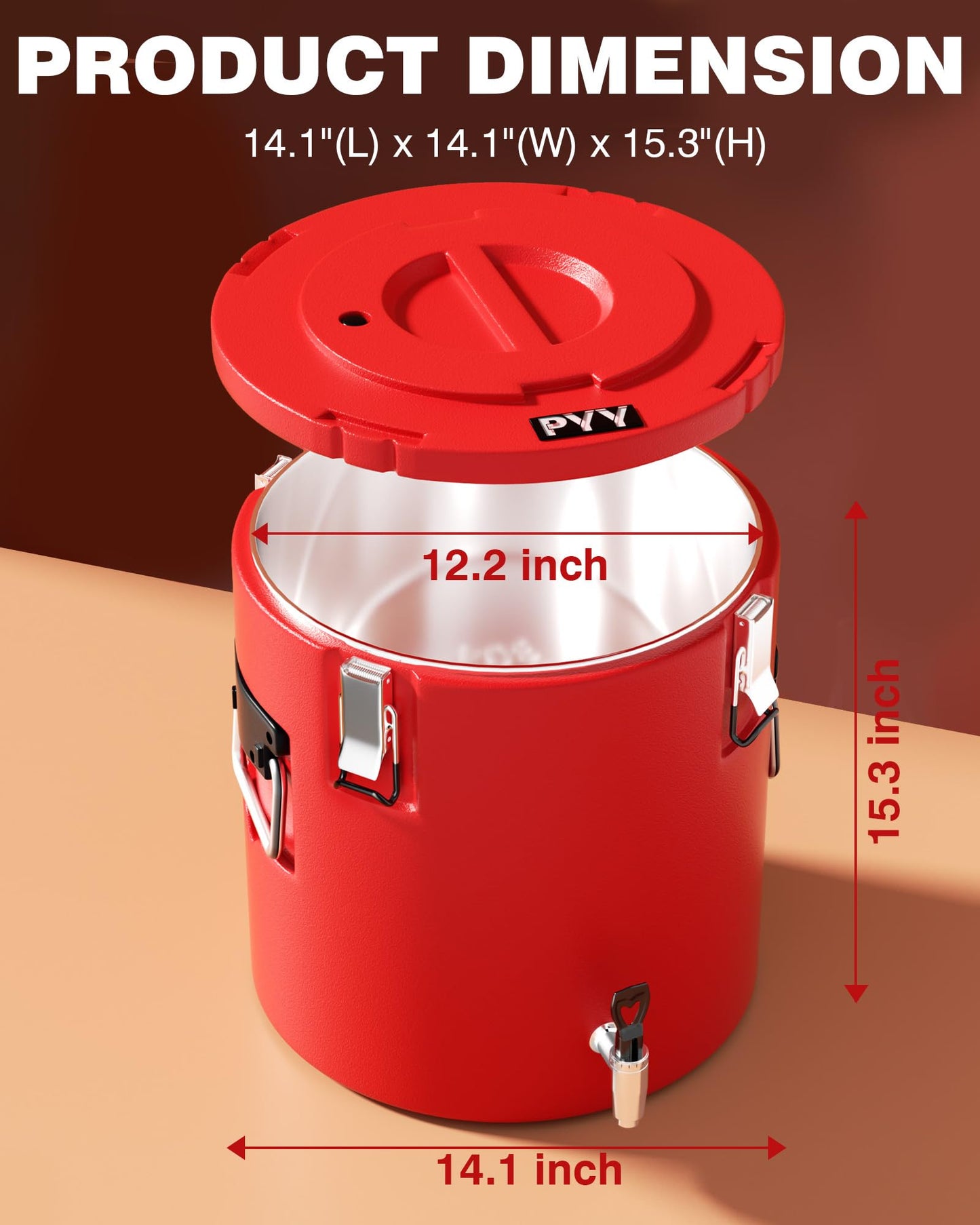 PYY Insulated Beverage Dispenser 8 Gallon - Hot Drink Dispenser with 304 Stainless Steel Interior & Spout, Commercial Thermal Container for Hot and Cold Drink, Portable Outdoors Water Cooler Jug