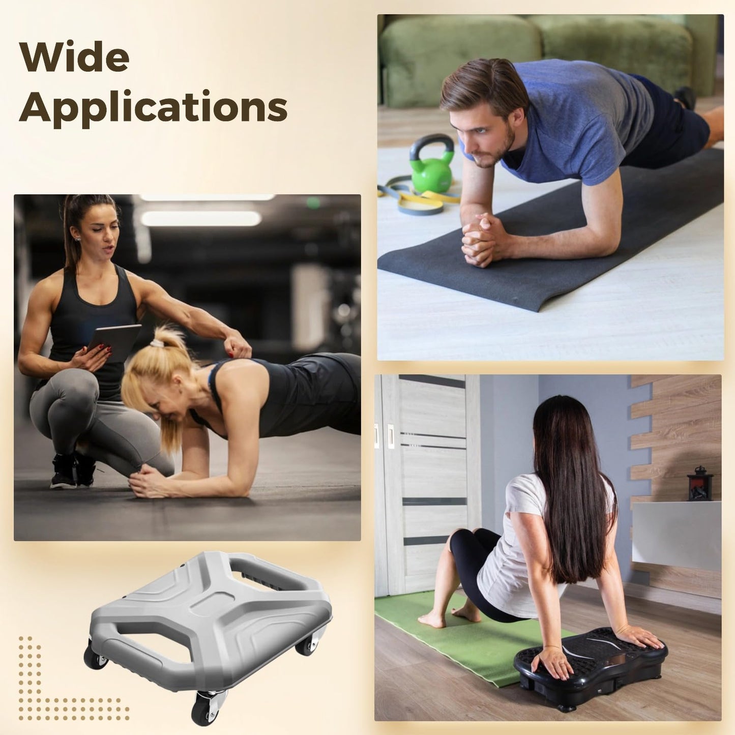 ABS Roller Wheel with Knee Pad, Ab Wheel Exercise Equipment for Home Gym, Plank Ab Roller Wheel for Core Trainer, Fitness Silent Gliding Disc for Core Workout, Gray