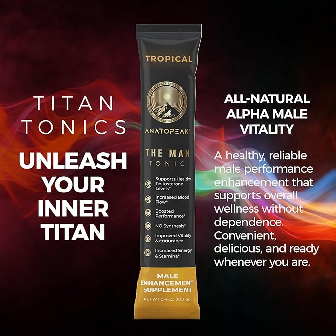 Male Enhancing Supplement Powder ??Testosterone Supplement for Men with Tongkat Ali, Maca Root, Horny Goat Weed Powder, Beet Root & L-Citrulline ??Nitric Oxide Booster (1 Stick Pack) - Tropical