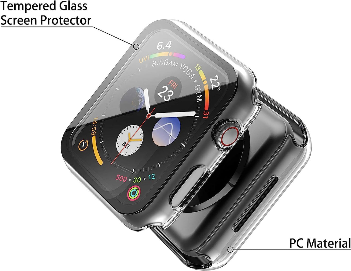 2 Pack 3 (2025) 2 6 5 4 40mm, Misxi Hard PC Case with Tempered Glass Screen Protector Compatible with Apple Watch SE SE