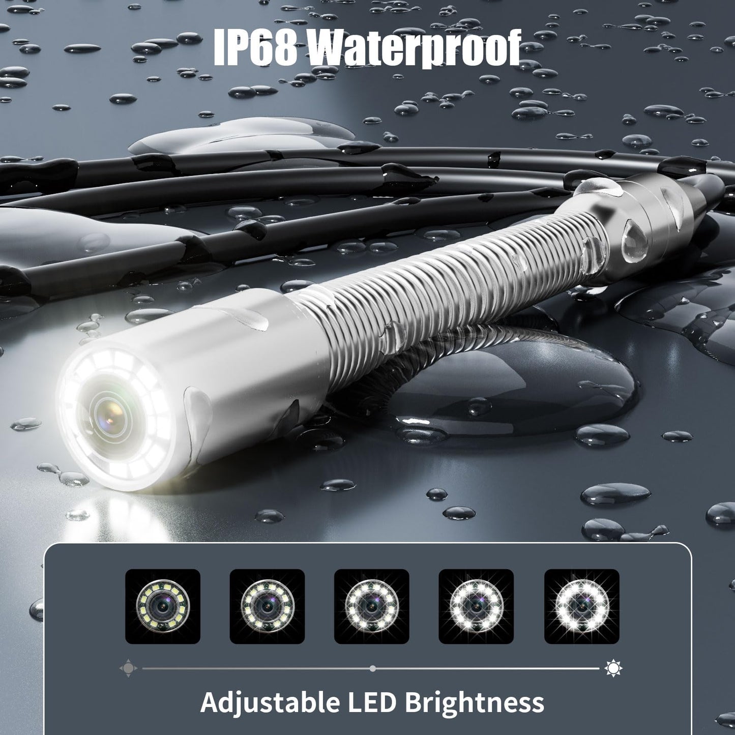 ESANHAO Sewer Camera 100ft Drain Pipe Camera Plumbing Snake 8500mAh Battery, 23mm HD, 12LEDs, DVR Recording, 32GB TF Card Included