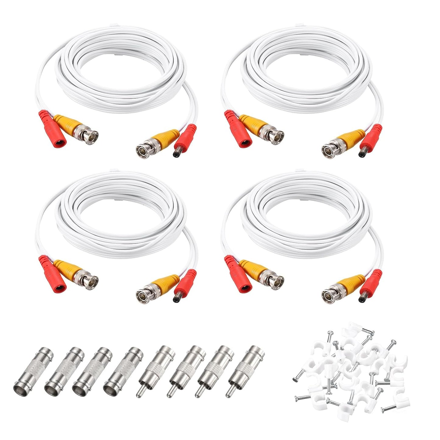 Cable,5m/16ft Cord,4 Set MECCANIXITY BNC Video Power All-in-One Security Camera Wire Cord DC Extension Wire for CCTV