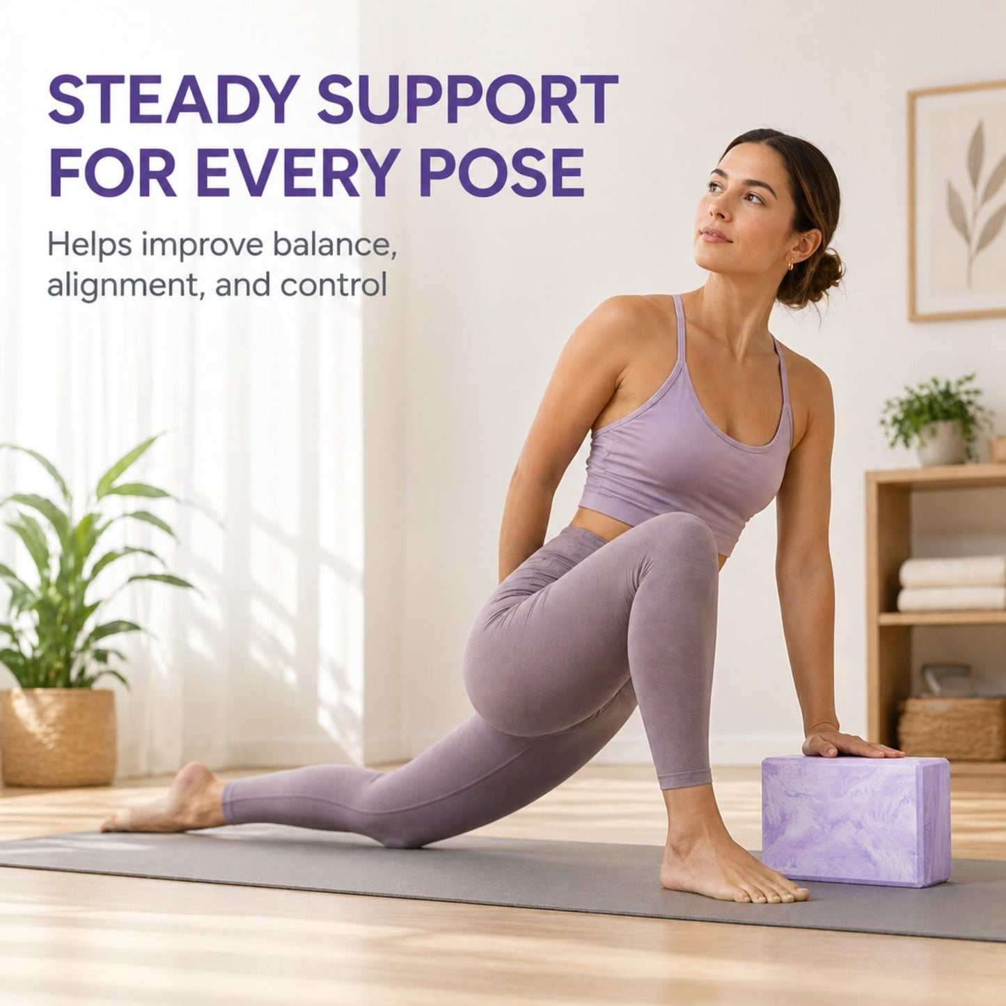 Yoga Block – High-Density Foam Exercise Block for Yoga, Pilates, Stretching & Meditation – Non-Slip, Lightweight & Durable by Lunai