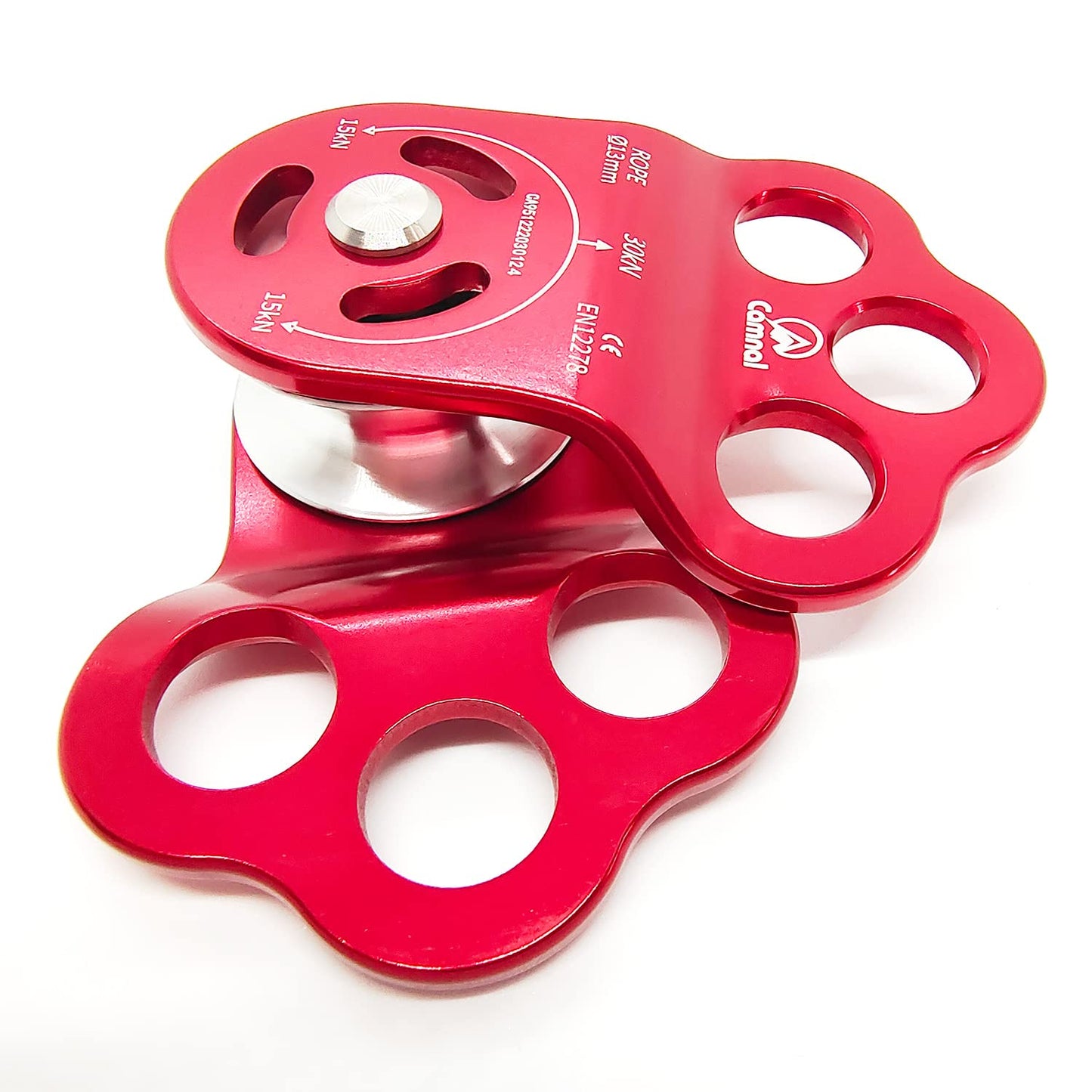 EMMRAGNO 30KN Climbing Single Pulley Climbing Three Hole Hitch Pulley Climbing Bearing Pulley, Hauling Pulley for Rock Climbing, Rappelling, Zipline Sports etc.