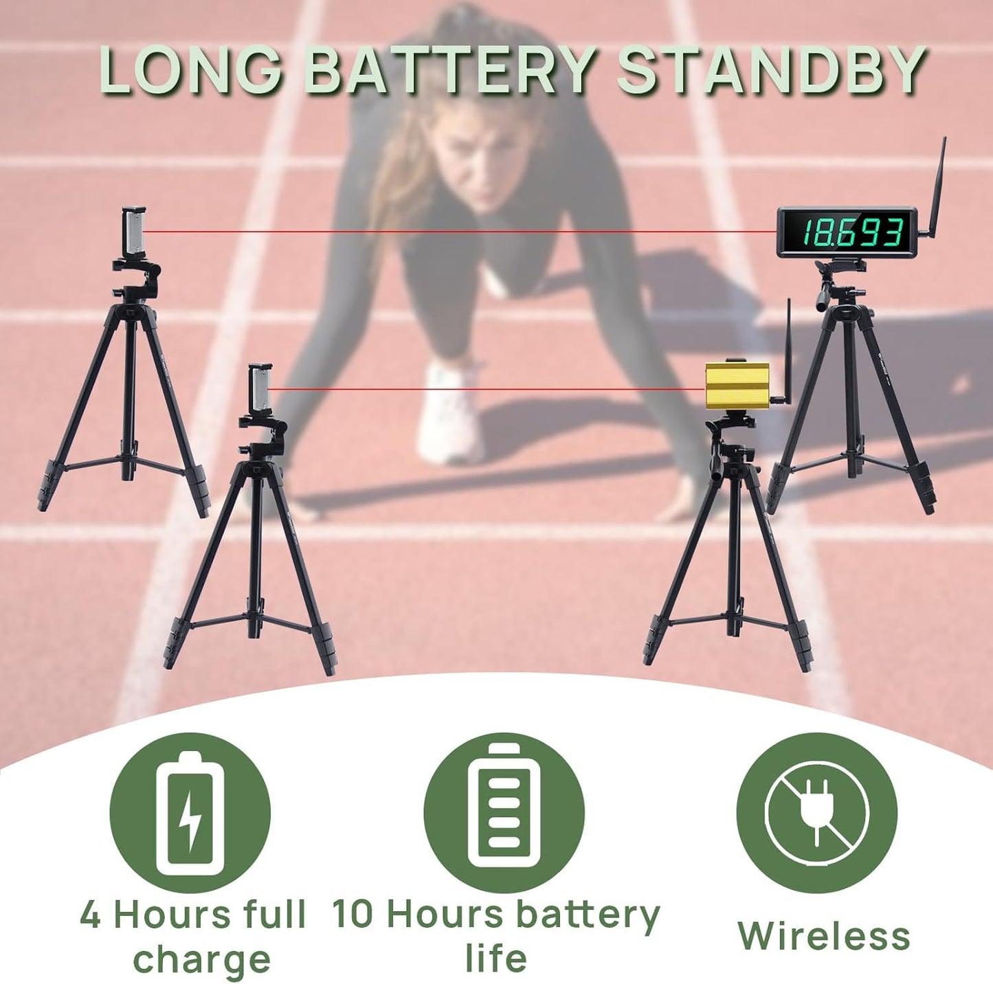 YZ Laser Timer for Sprints, Laser Sprint System, Track Laser Timer Stopwatch, Lap/Speed Training/Track Field/Running/Football(High Stand)