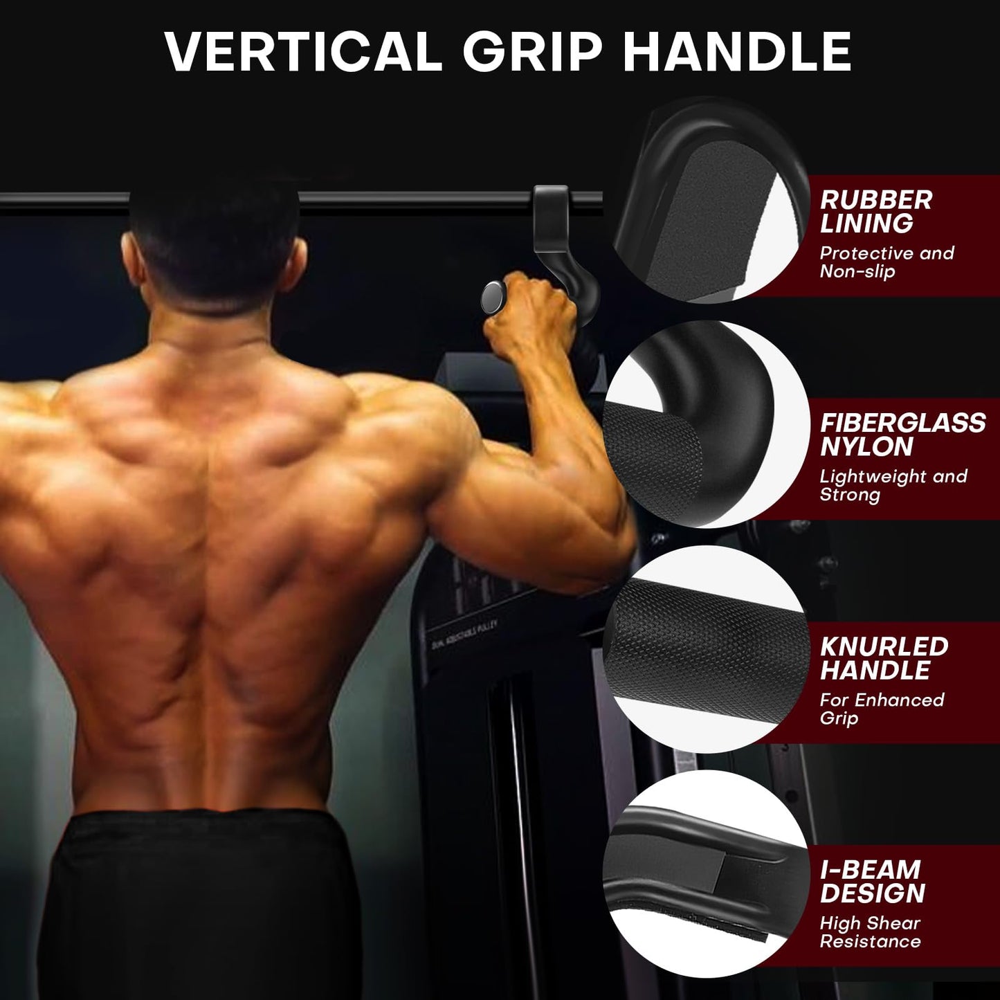 Rolitwils Neutral Grip Pull Up Handles - Heavy Duty Multi-Purpose Handles for Pull Ups & Deadlifts - Ergonomic Workout Handles & Exercise Machine Attachments with Premium Grips
