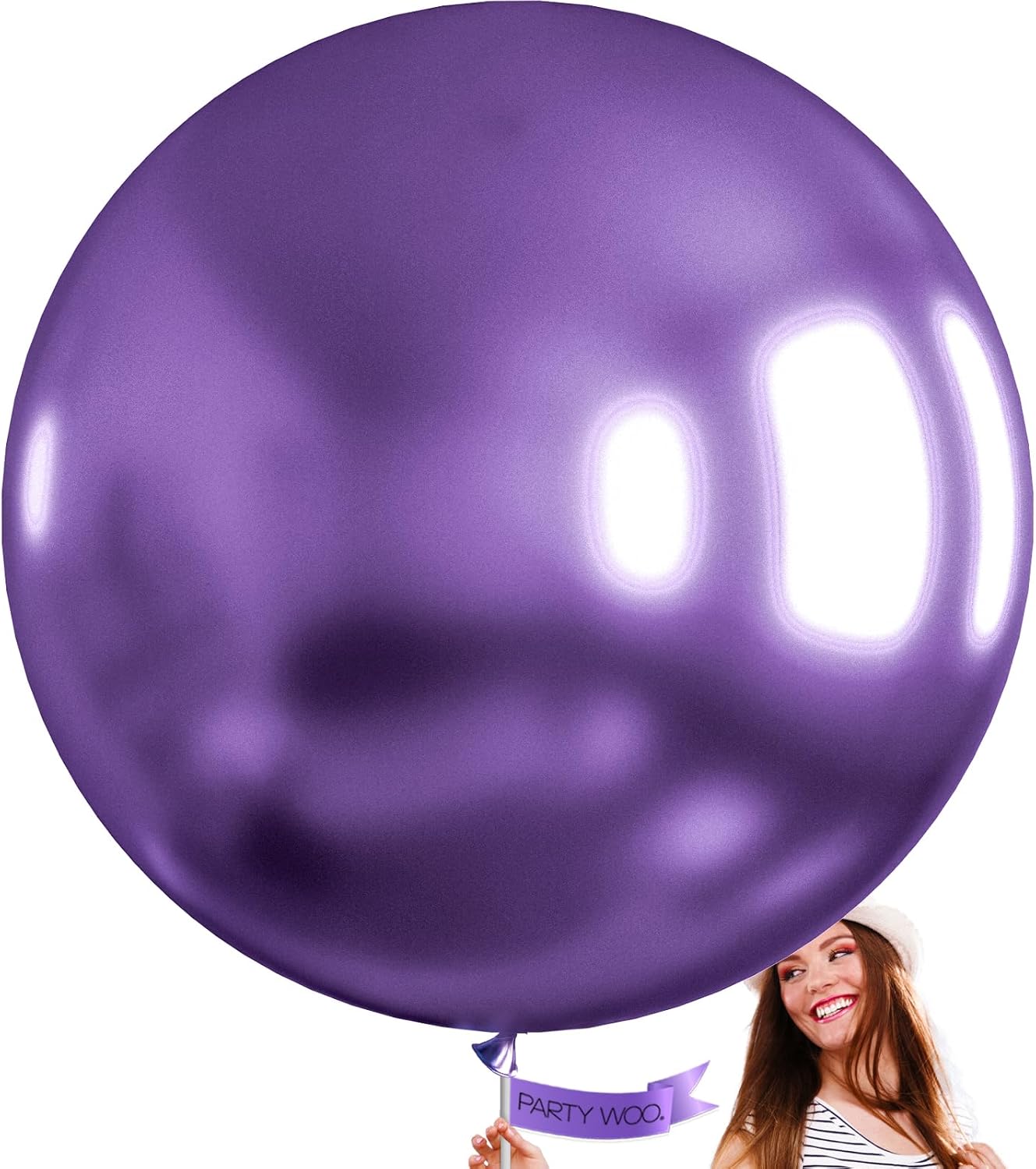 PartyWoo Metallic Purple Balloons - 36 Inch Chrome Latex Helium Balloons for Celebrations | 4pcs