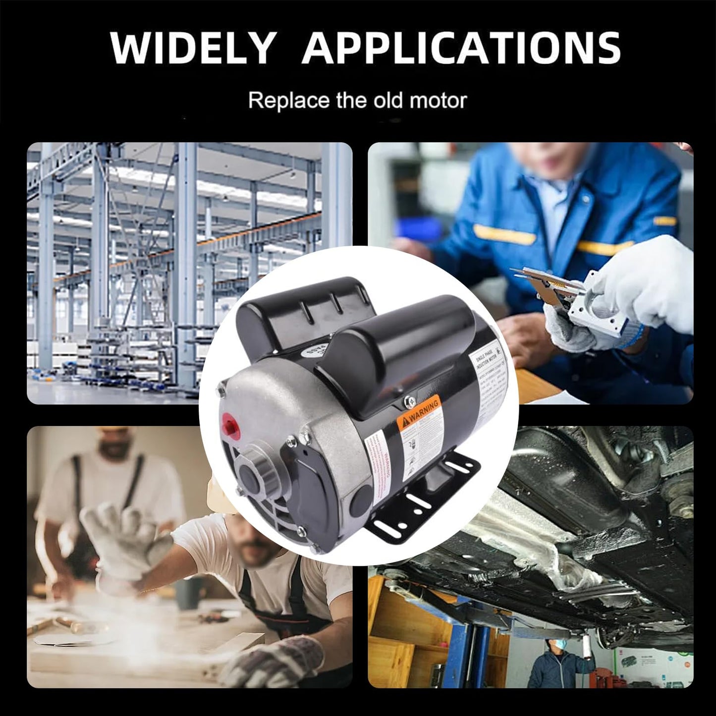 5HP Air Compressor Electric Motor, 230V 22 Amps Electric Motor, 3450RPM 56HZ Frame, 7/8" Keyed Shaft, CCW Rotation 2.25" Shaft Length for Air Compressors Vahaha