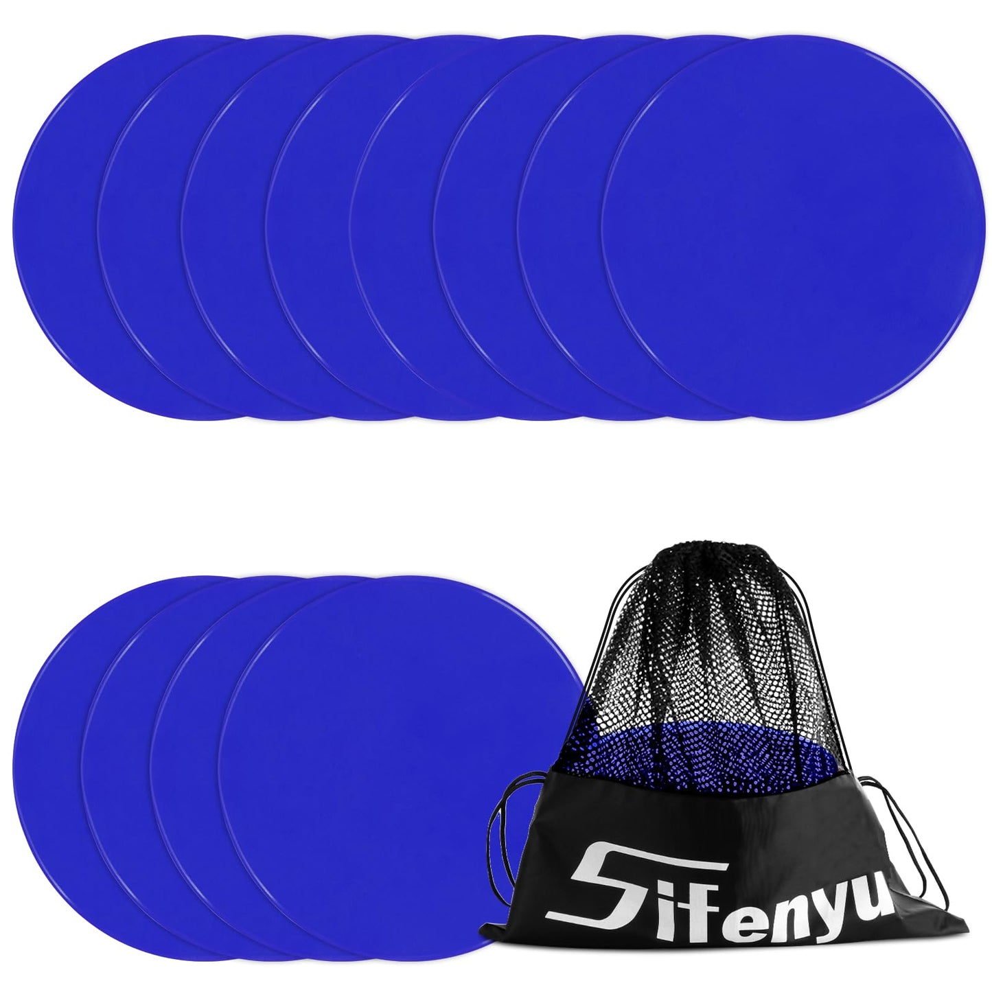 SIFENYU Spot Markers 9inch Rubber Agility Dots Flat Cones Non Slip Sports Dots Floor Spots Agility Markers for Kids Soccer Football Basketball Speed Agility Training (Blue, 12)
